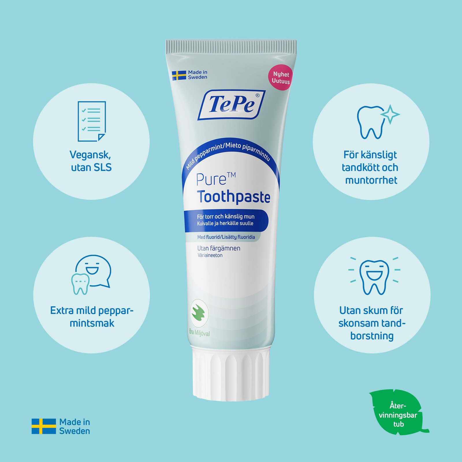 TePe Pure Toothpaste Mild Peppermint 75 ml
