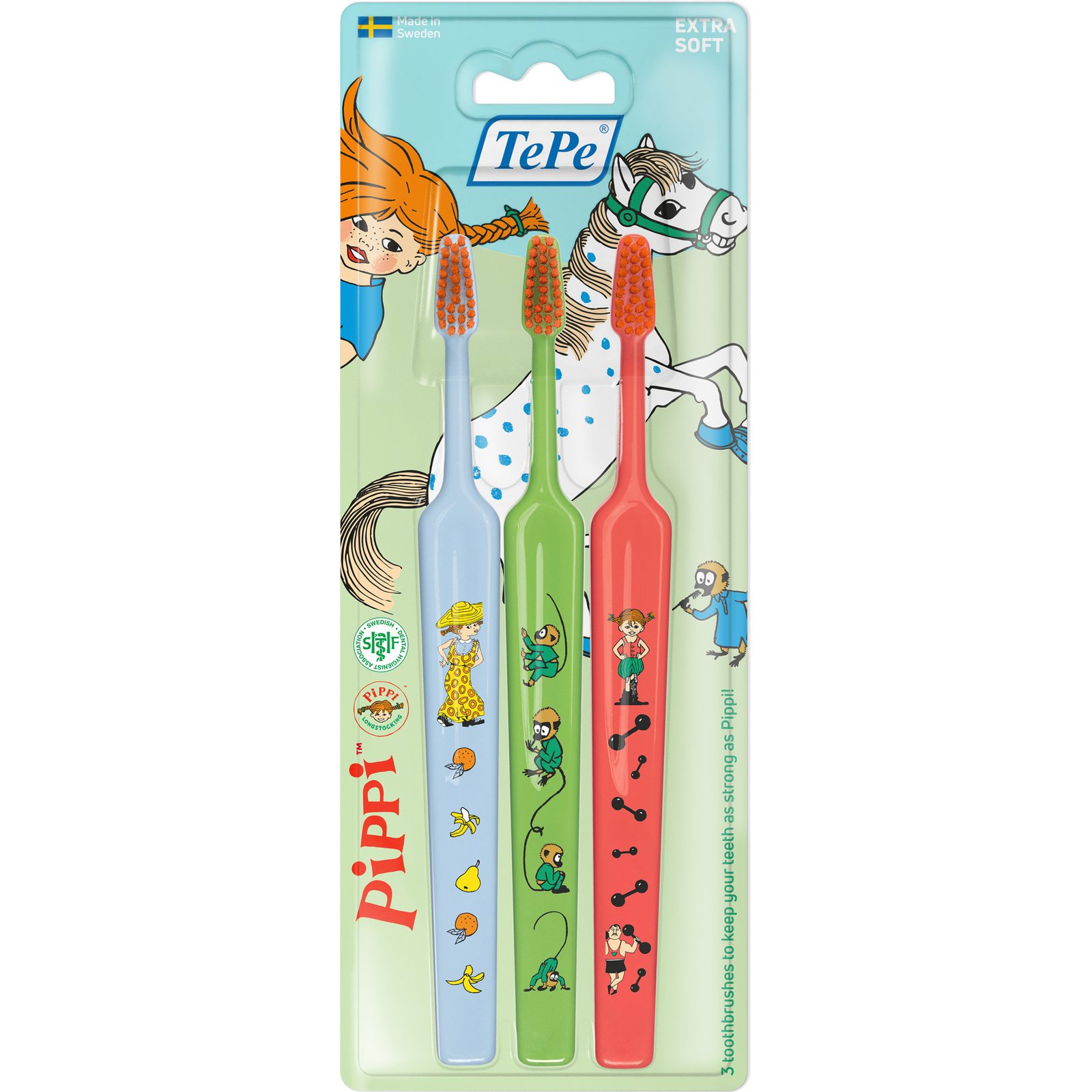 TePe Kids Pippi Extra Soft Tandborste 3-pack