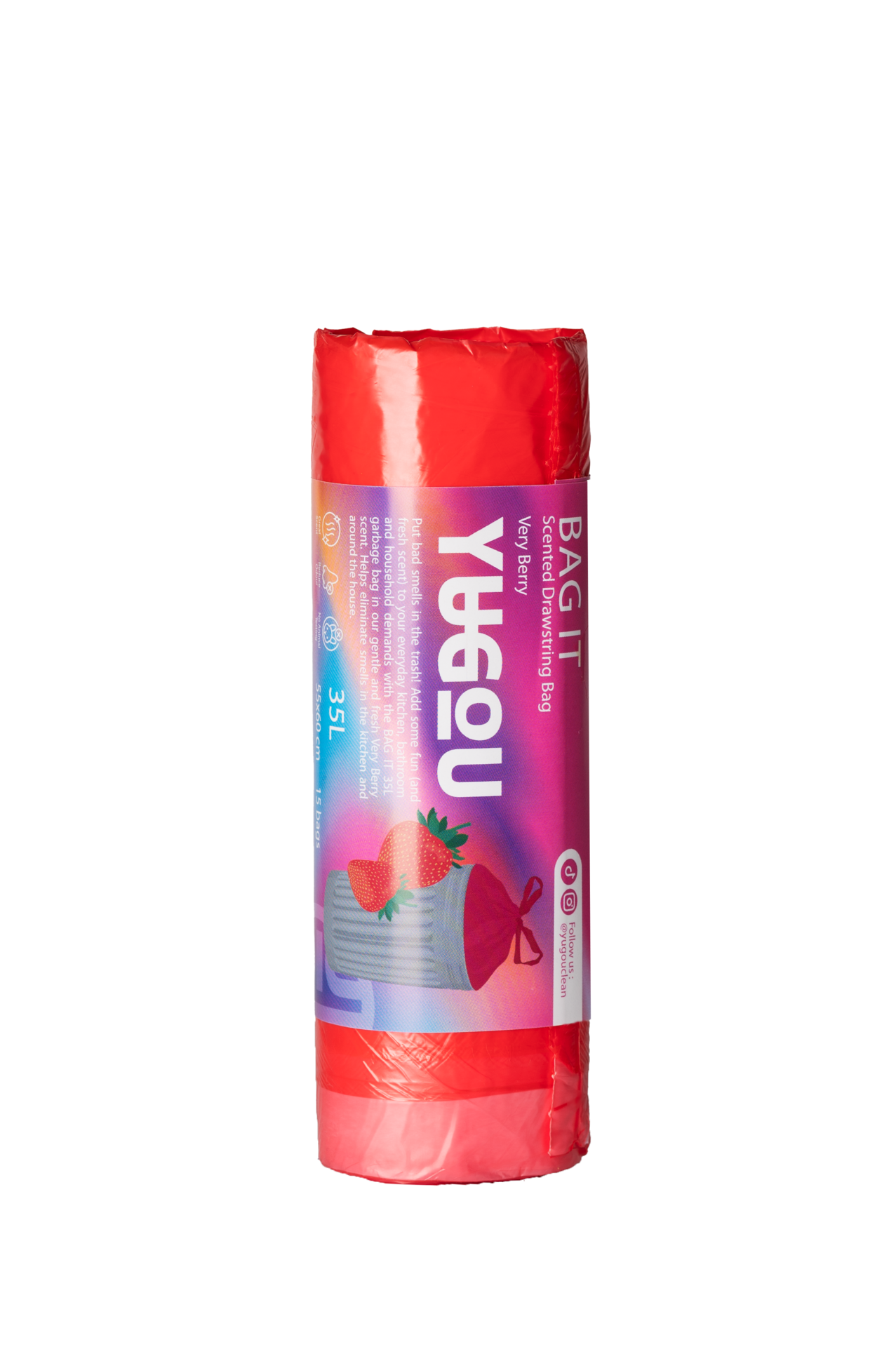 YUGOU BAG IT Scented Drawstring Bag- Very Berry 15x35l st