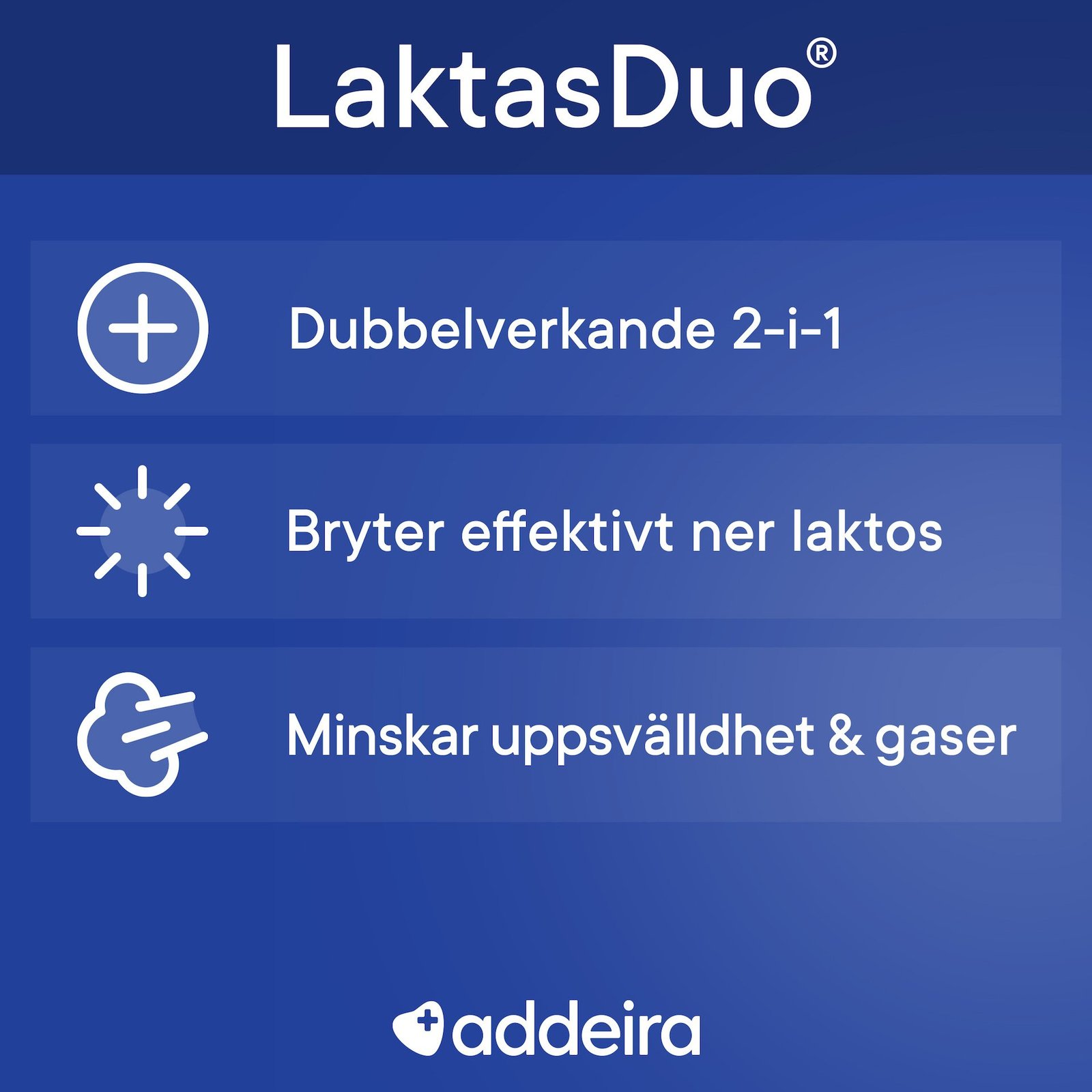 addeira LaktasDuo 2 i 1 Laktasenzym + Dimetikon 30 kapslar