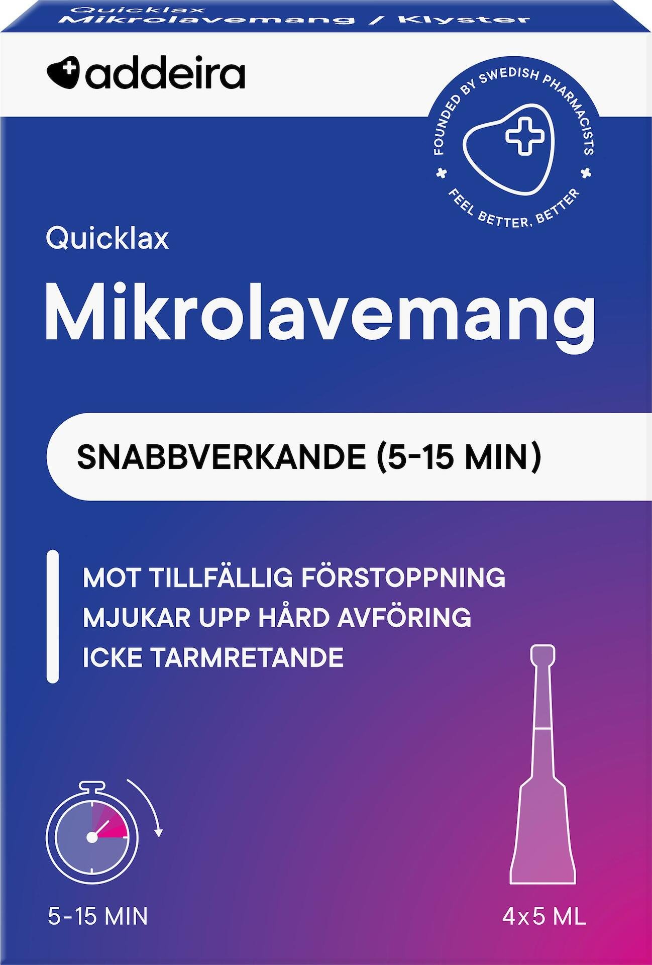 Addeira Quicklax Mikrolavemang mot förstoppning 4 x 5 ml