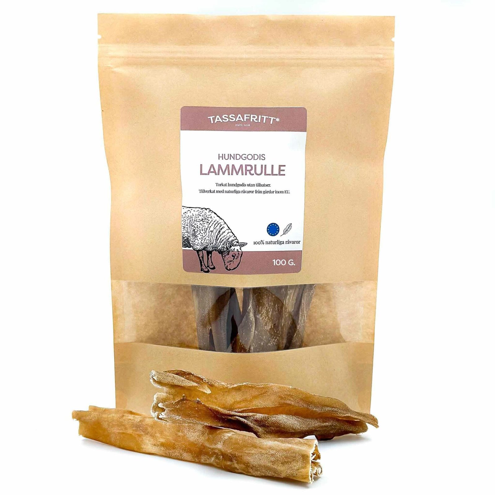 Tassafritt Lamm Tuggrulle 15 cm 100g
