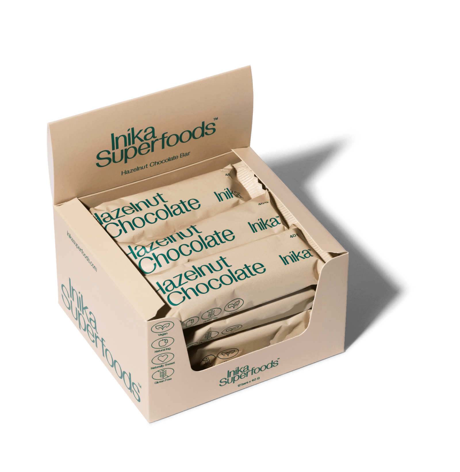 Inika Superfoods Hazelnut Chocolate Bar 12-pack
