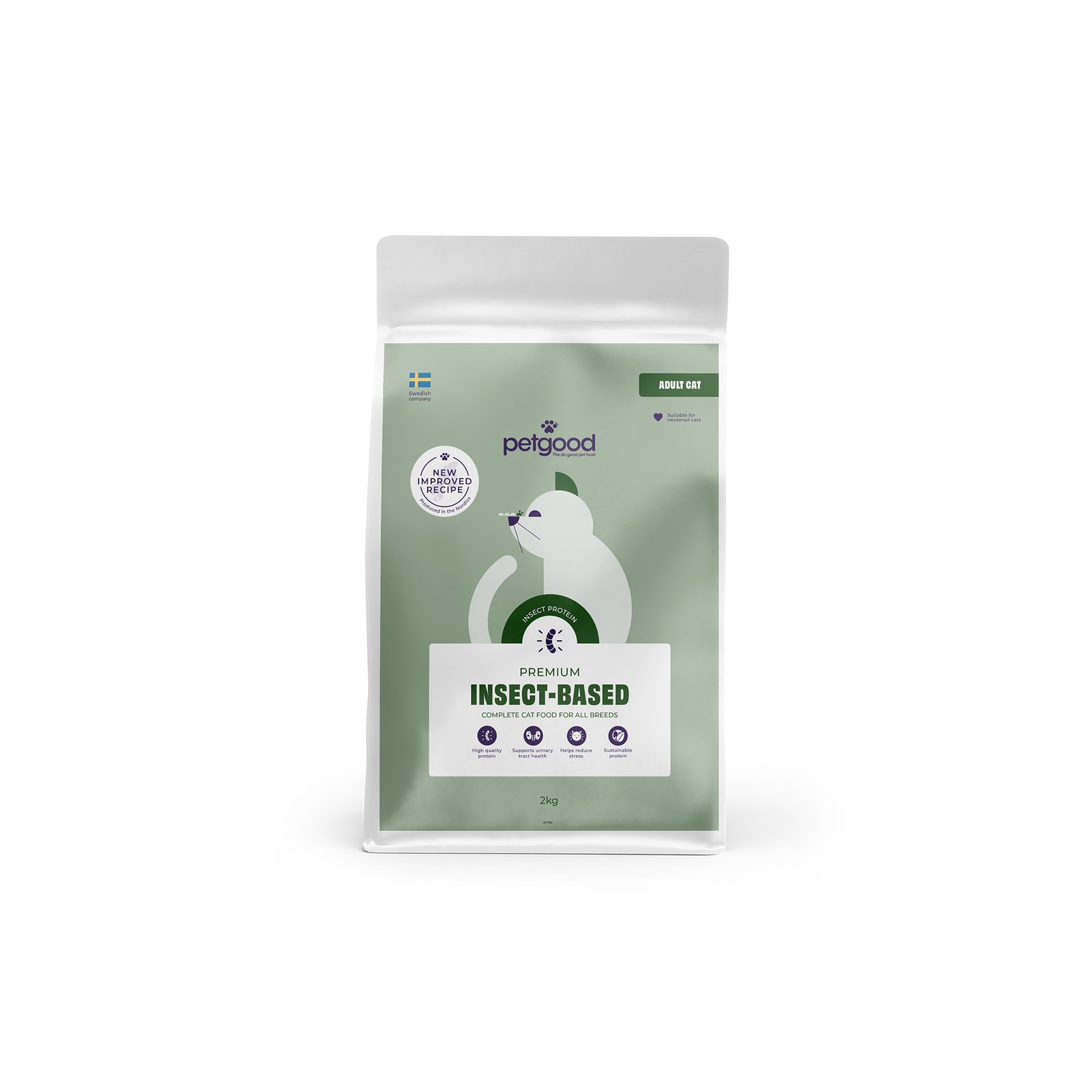 Petgood Insektsbaserat Helfoder Vuxen Katt 2 kg
