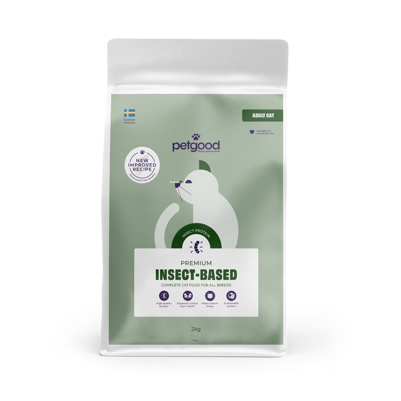 Petgood Insektsbaserat Helfoder Vuxen Katt 2 kg