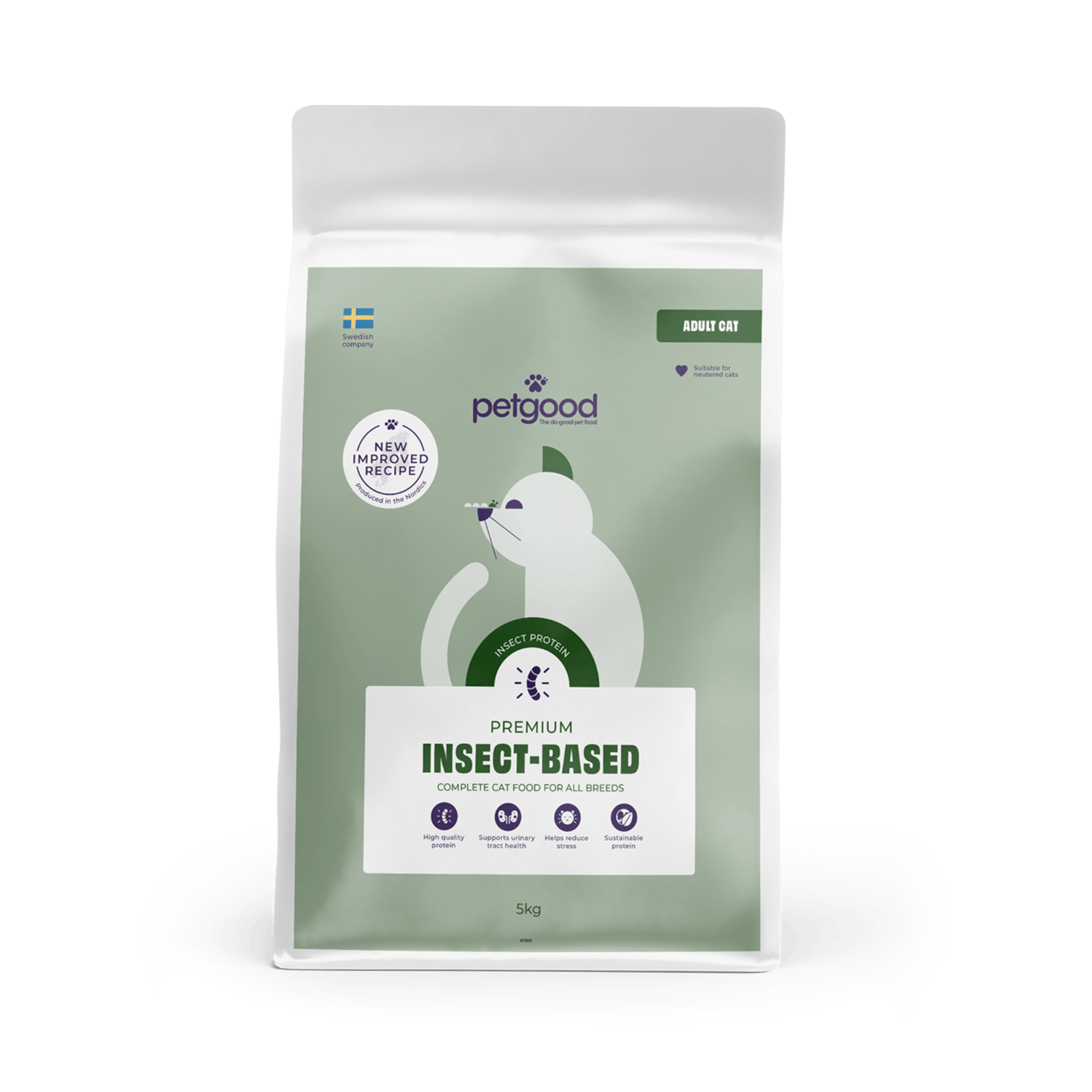Petgood Insektsbaserat Premiumfoder Vuxen Katt 5 kg