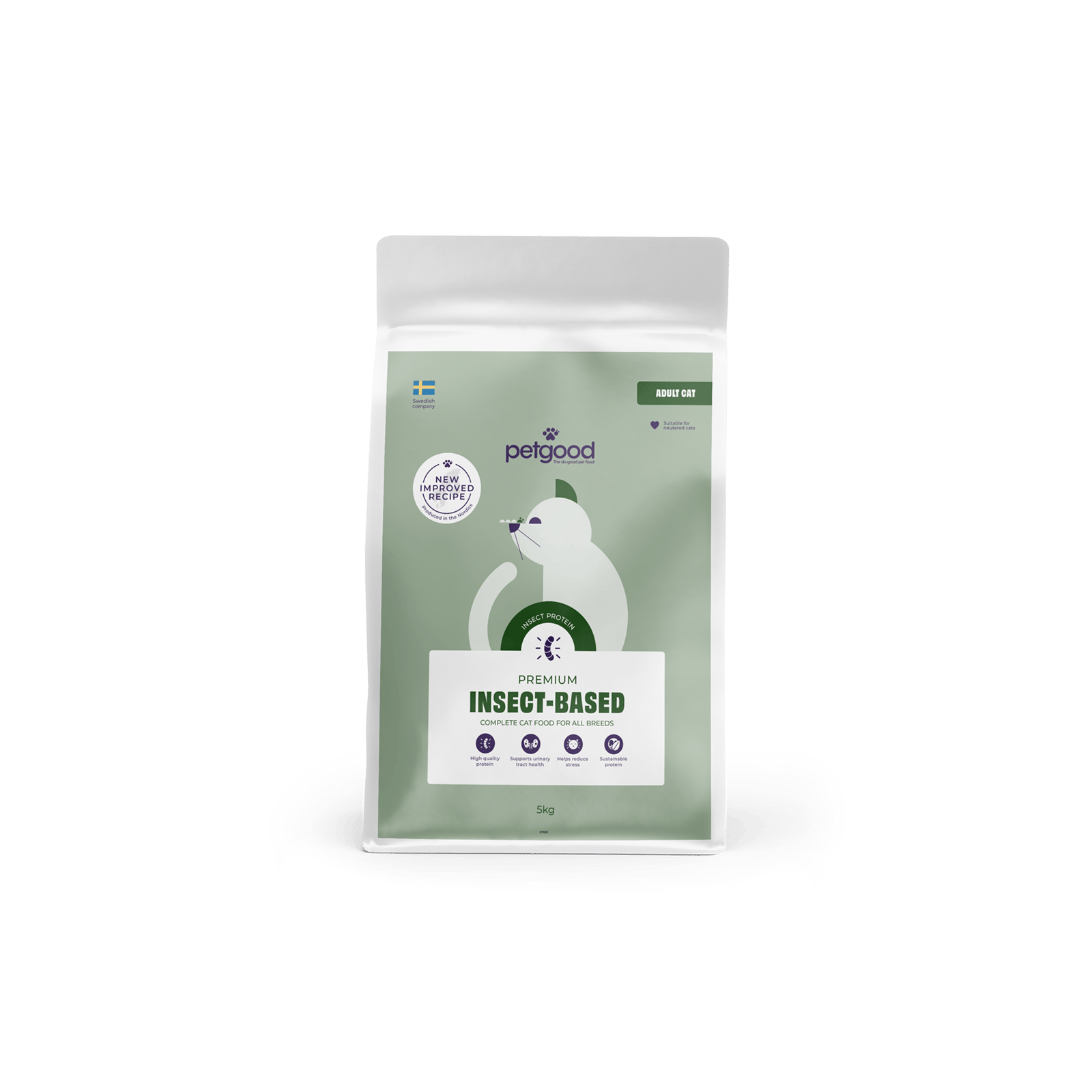 Petgood Insektsbaserat Premiumfoder Vuxen Katt 5 kg