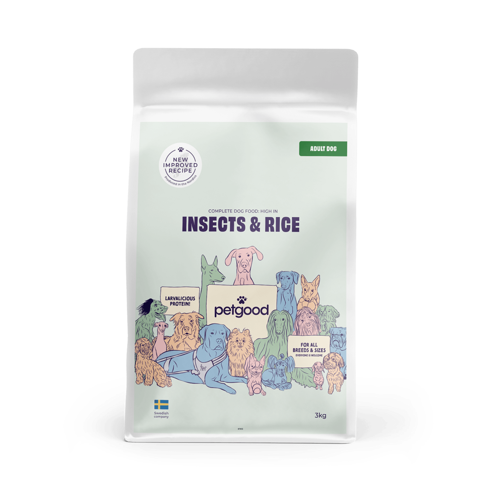 Petgood Helfoder Insekter & Ris Vuxen Hund 3 kg