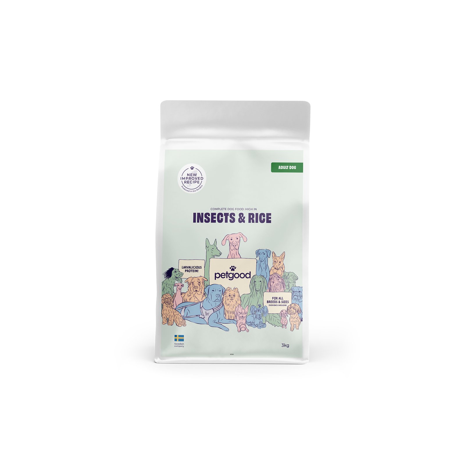 Petgood Helfoder Insekter & Ris Vuxen Hund 3 kg