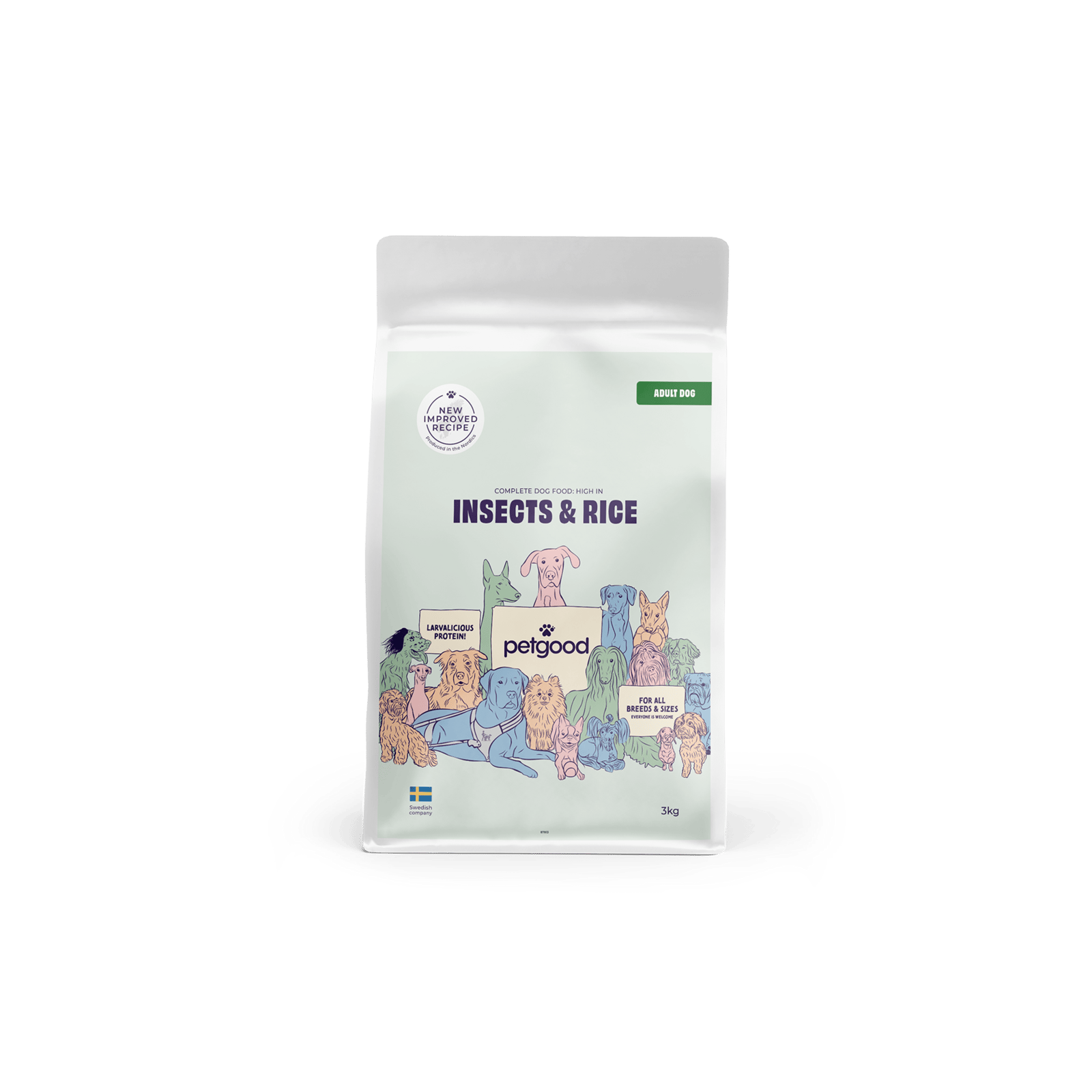 Petgood Helfoder Insekter & Ris Vuxen Hund 3 kg