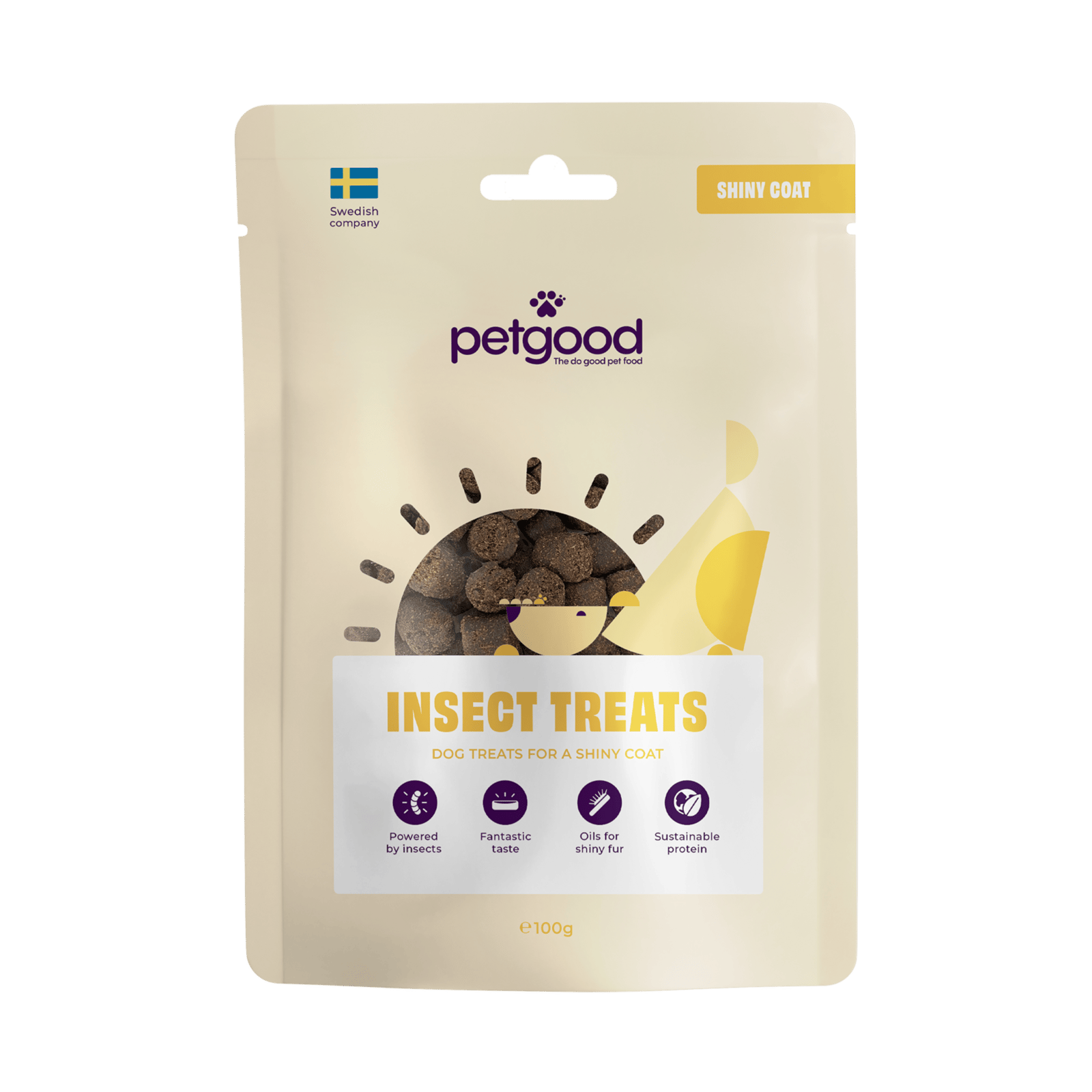 Petgood Insektsbaserat Hundgodis för Glänsande Päls 100 g