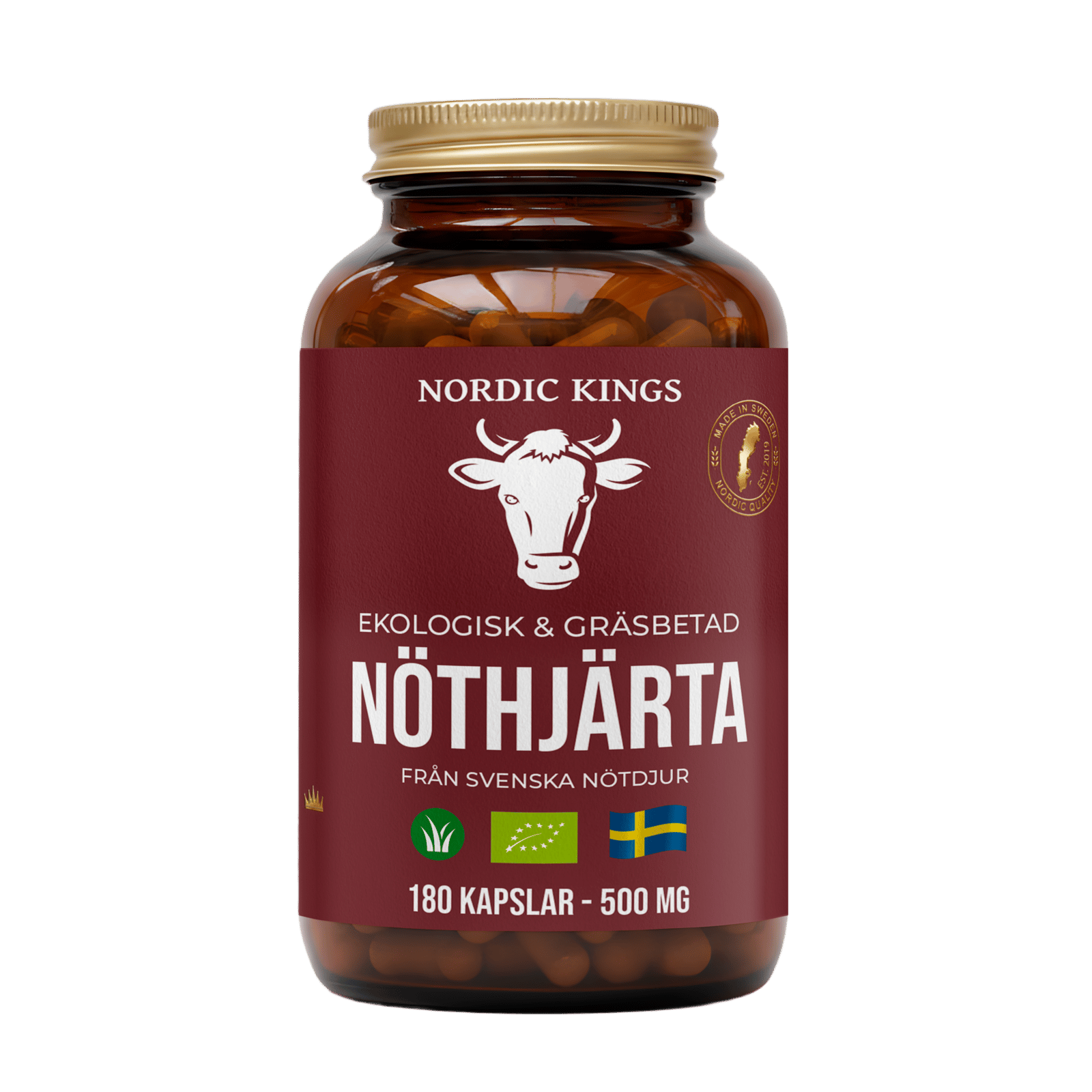 Nordic Kings Gräsbetad Nöthjärta EKO 180 kapslar