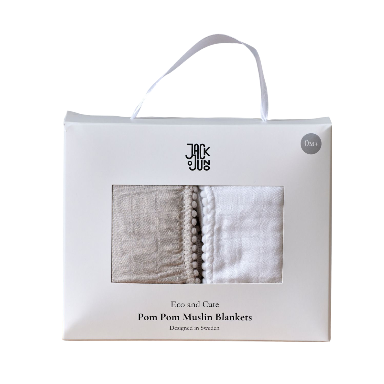 Jack o Juno Pom Pom Muslin Blankets (2pack) Pearl & Dusty Gray