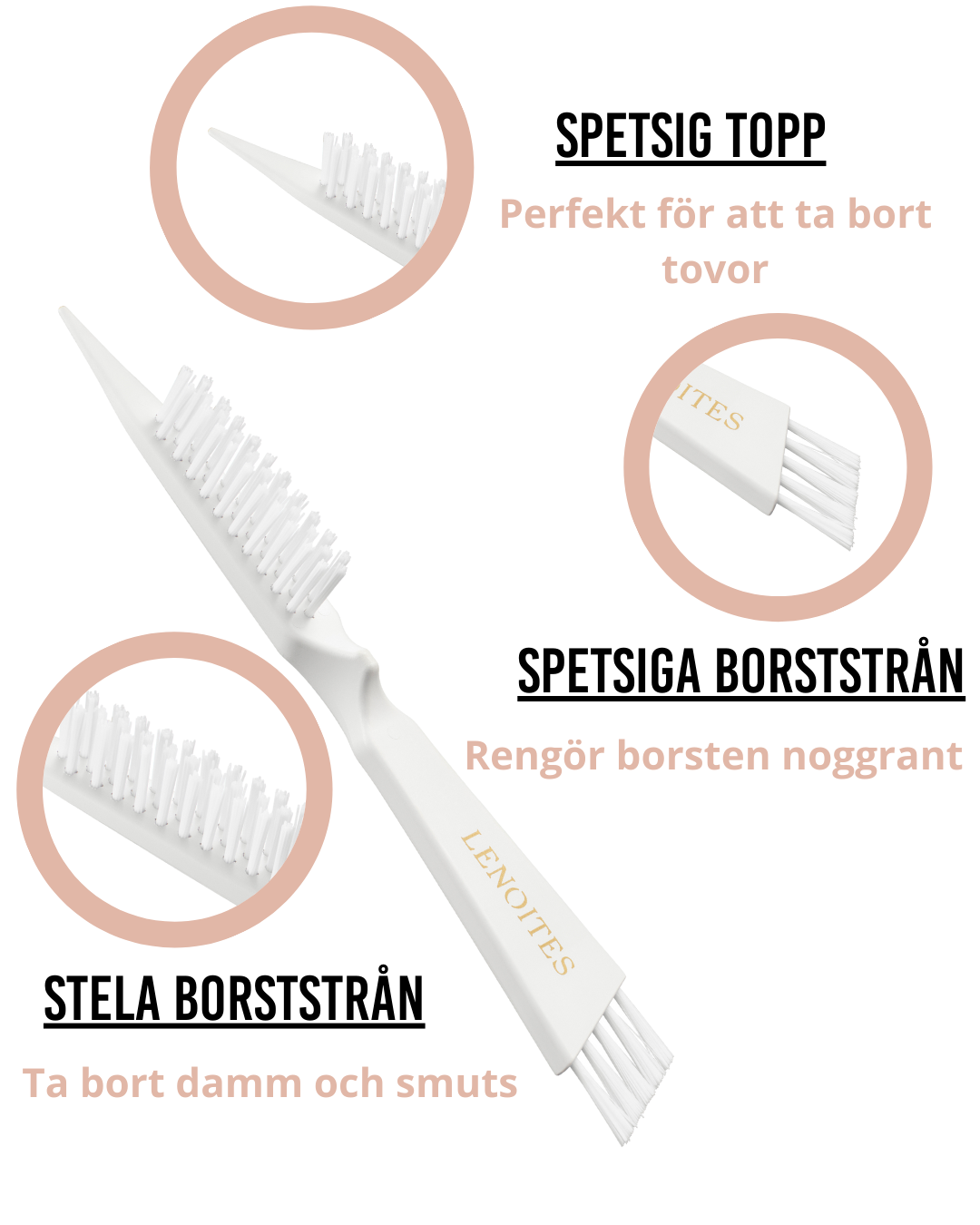 LENOITES Wild Boar Hair Brush + Cleaning Tool White 1st