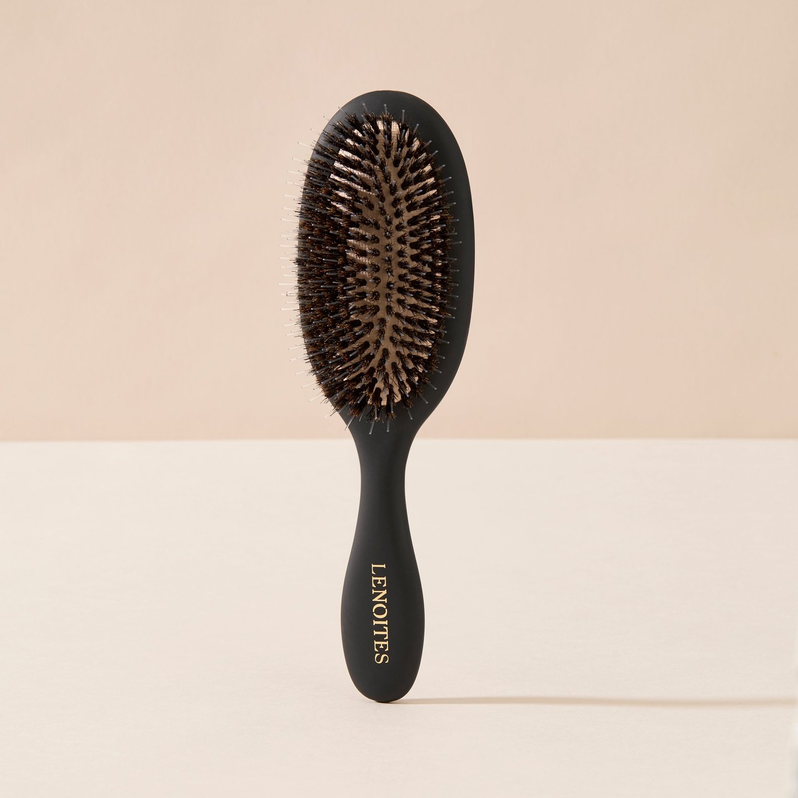Lenoites Wild Boar Hair Brush + Cleaning Tool Black 1 st
