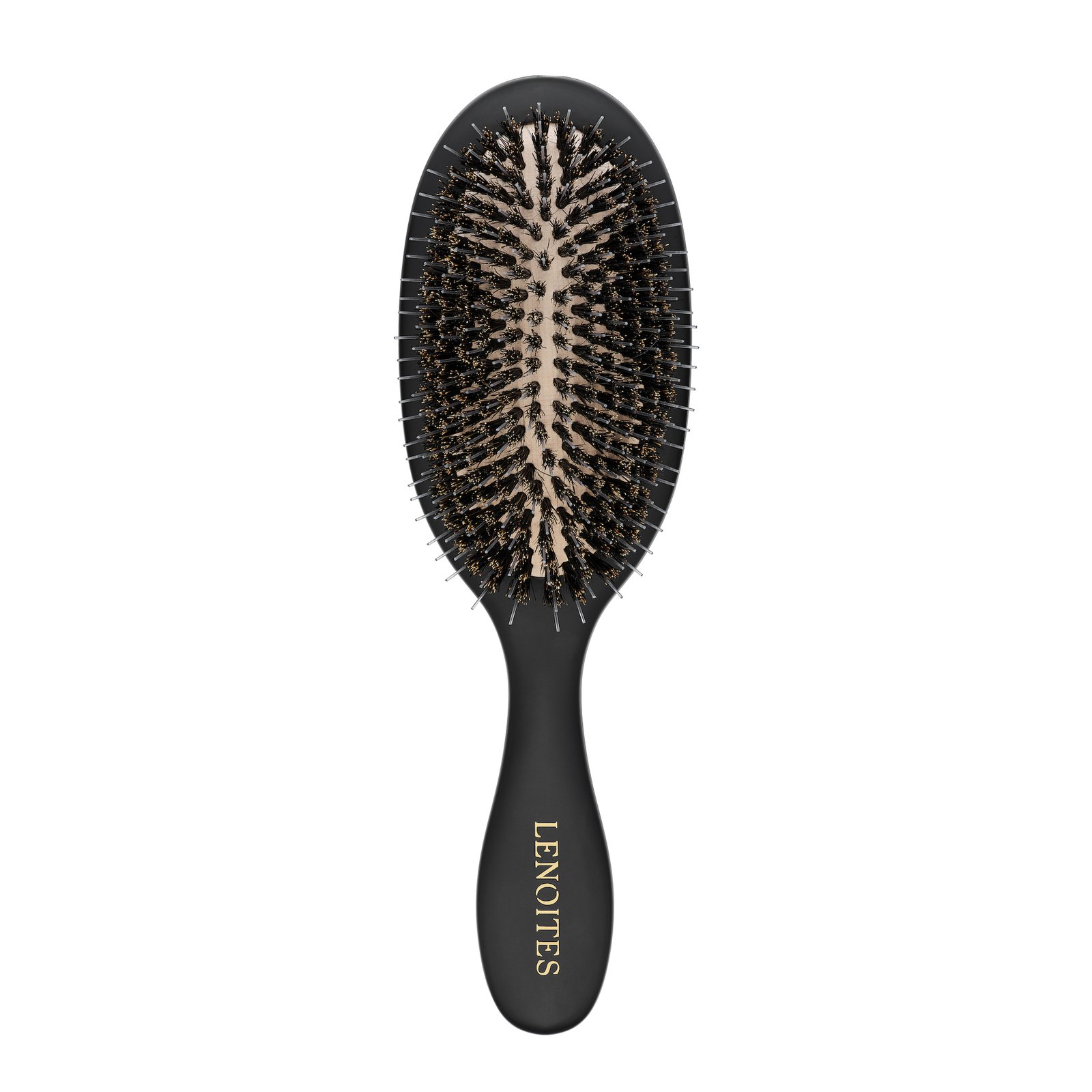 Lenoites Wild Boar Hair Brush + Cleaning Tool Black 1 st