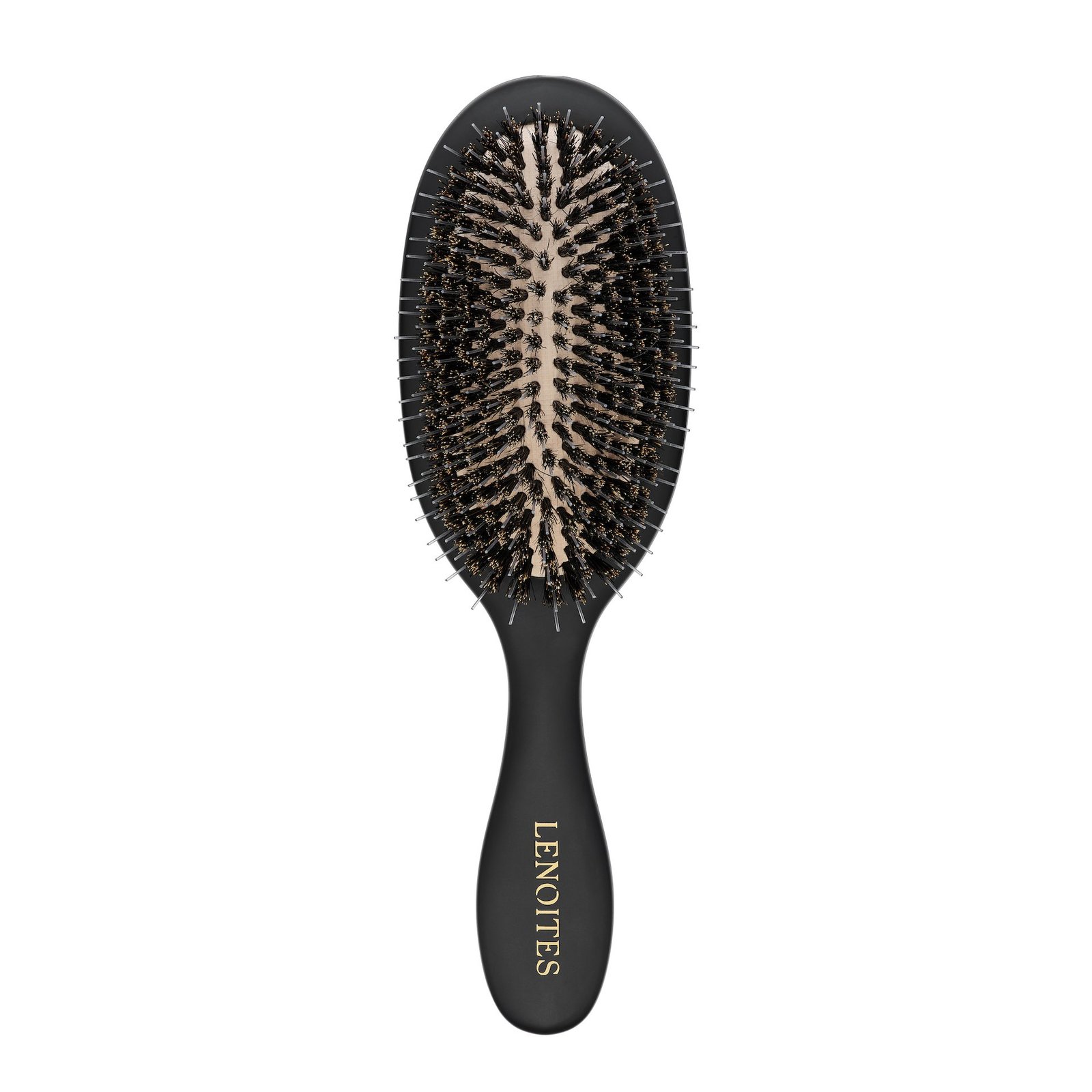 Lenoites Wild Boar Hair Brush + Cleaning Tool Black 1 st