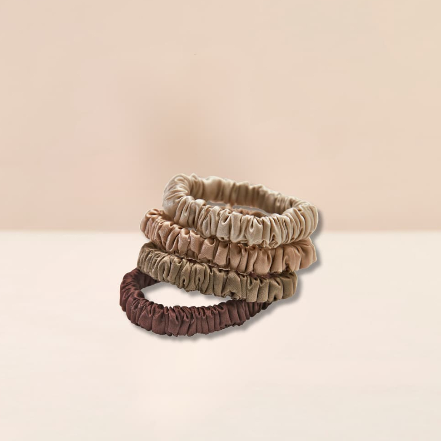 Lenoites Mulberry Silk Skinny Scrunchies 4 st