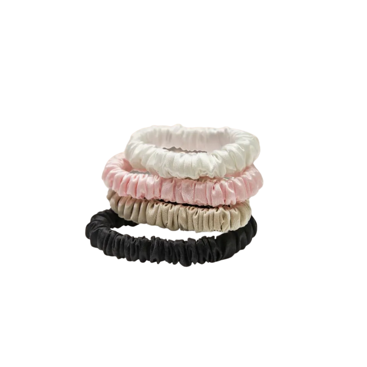 Lenoites Mulberry Silk Skinny Scrunchies 4 st