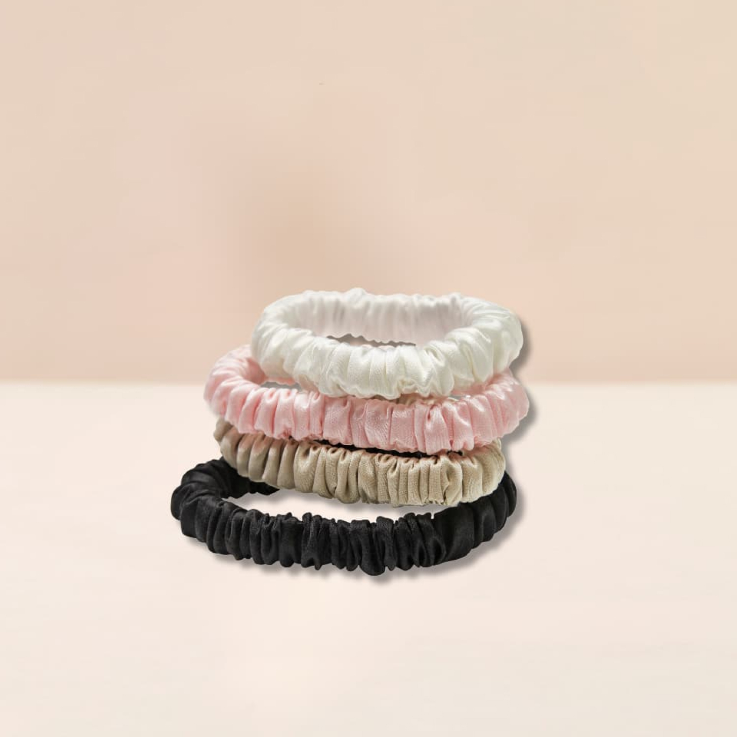 Lenoites Mulberry Silk Skinny Scrunchies 4 st