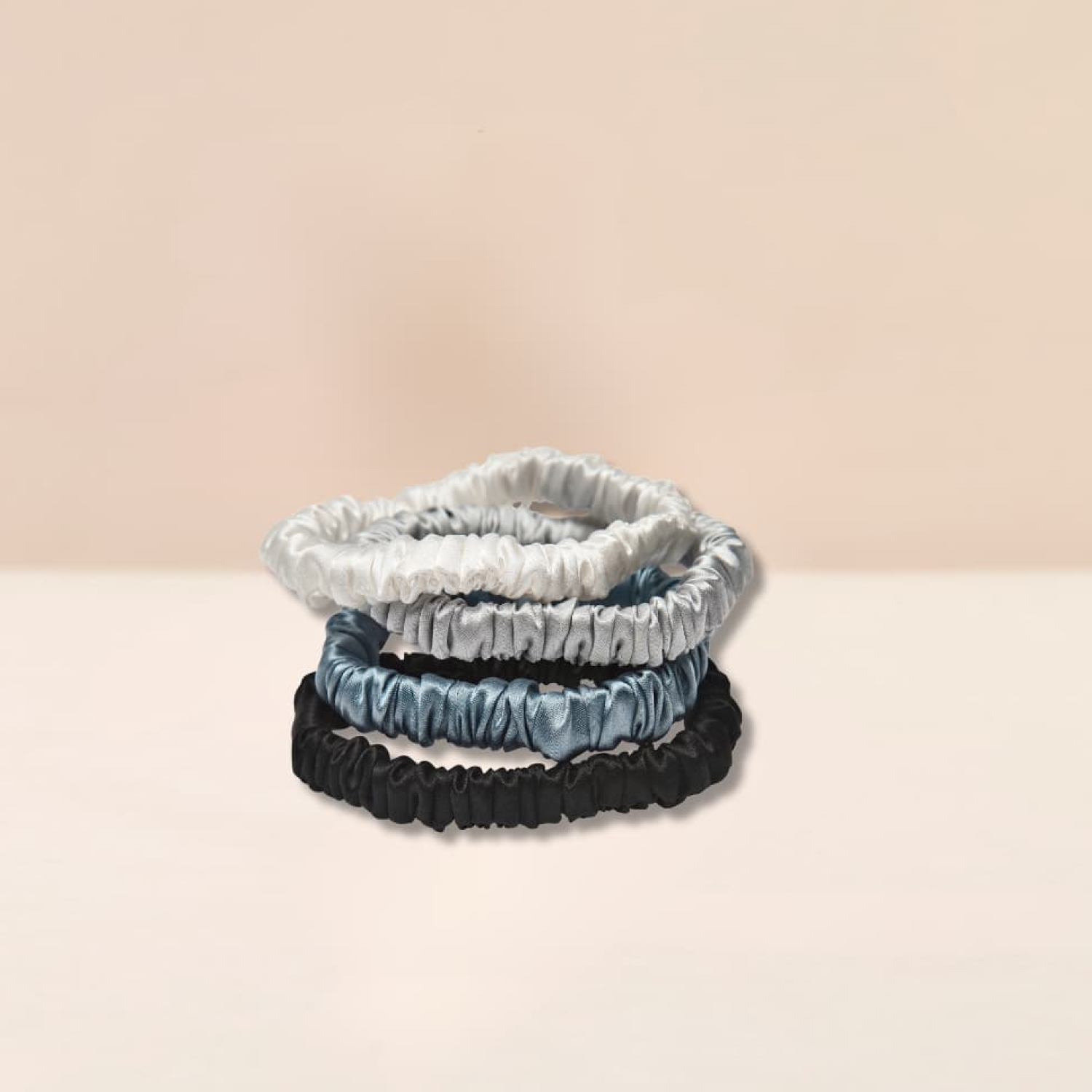Lenoites Mulberry Silk Skinny Scrunchies 4 st