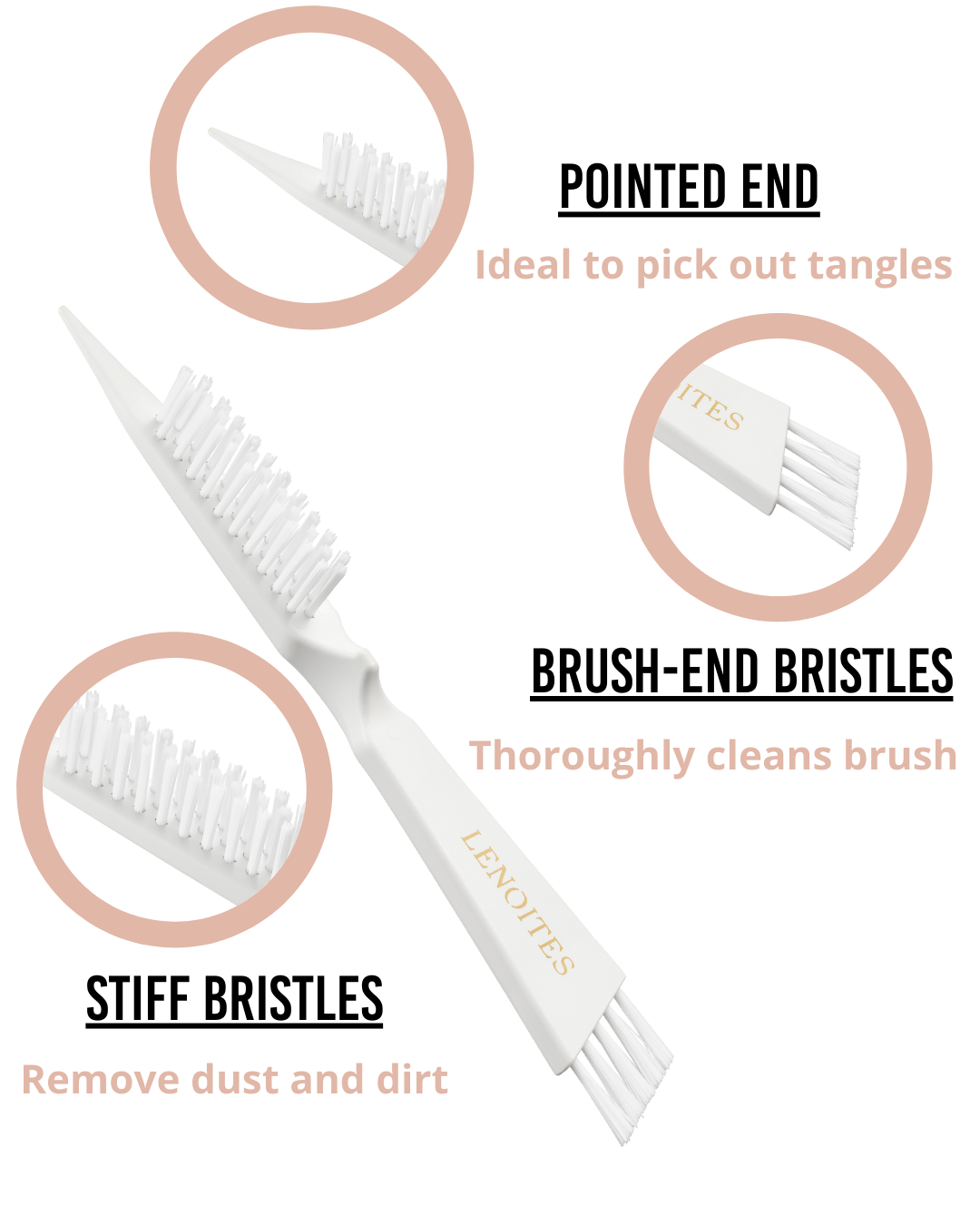 LENOITES Wild Boar Hair Brush + Cleaning Tool Gold 1 st