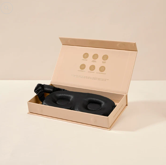 Lenoites Mulberry Silk Contour Sleep Mask Black