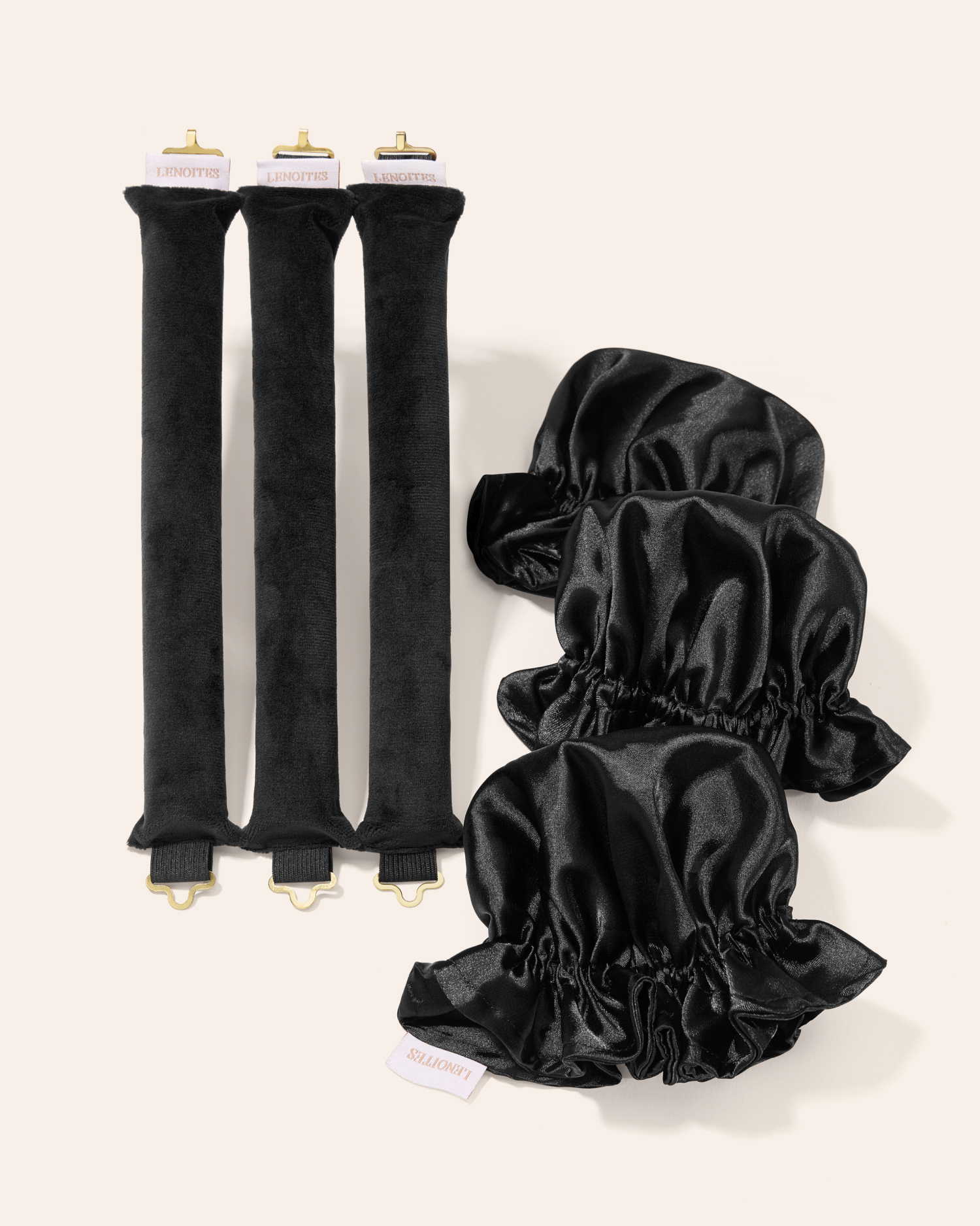 Lenoites Heatless Curl Rods with Caps 3 st