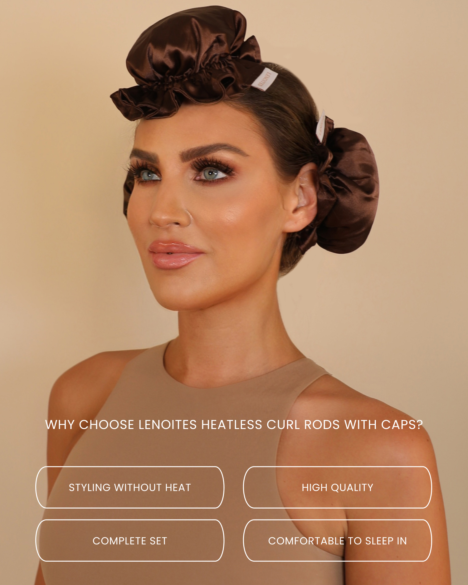 Lenoites Heatless Curl Rods with Caps 3 st