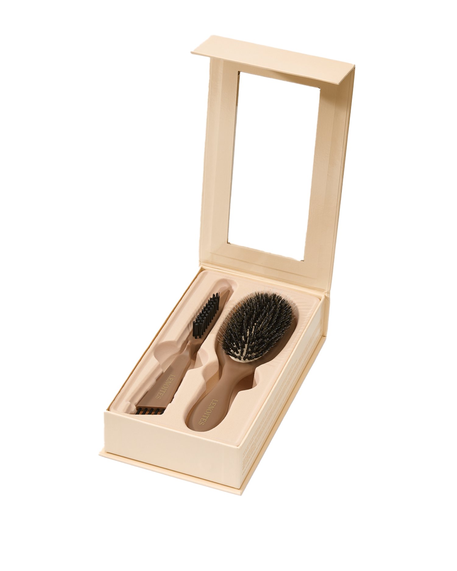 Lenoites Wild Boar Hair Brush with Cleaning Tool - Limited Edition