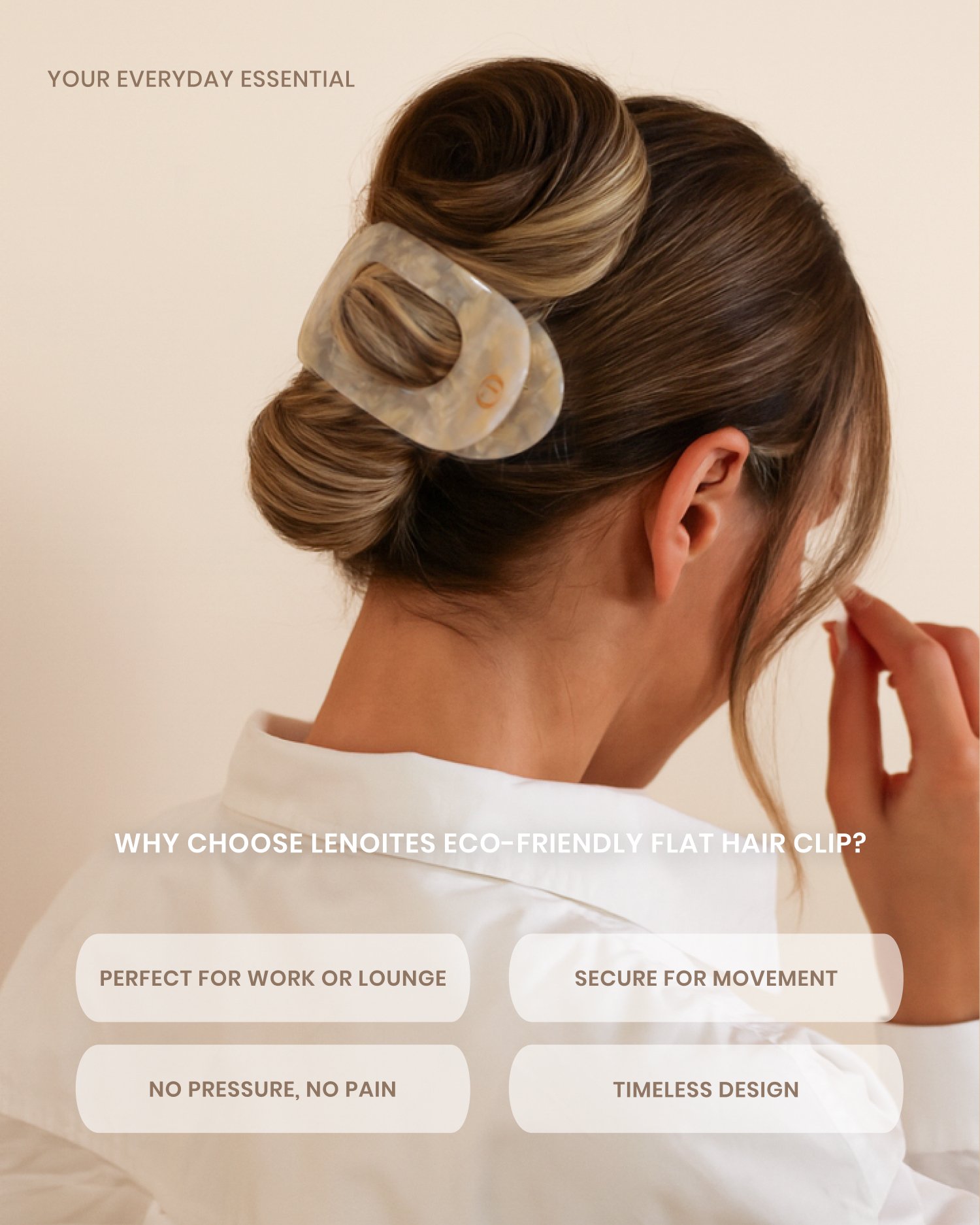 Lenoites Eco-Friendly Flat Hair Clip Desert Beige
