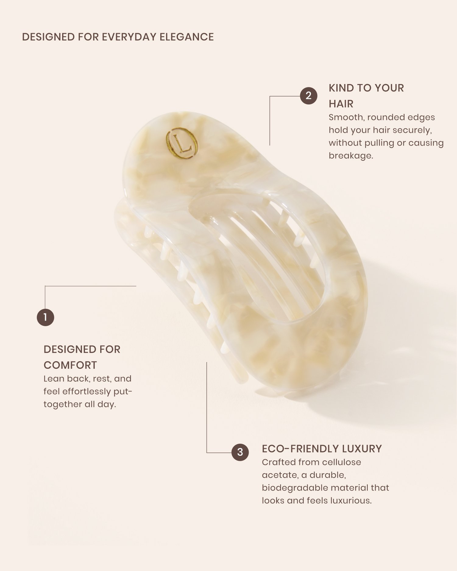 Lenoites Eco-Friendly Flat Hair Clip Desert Beige