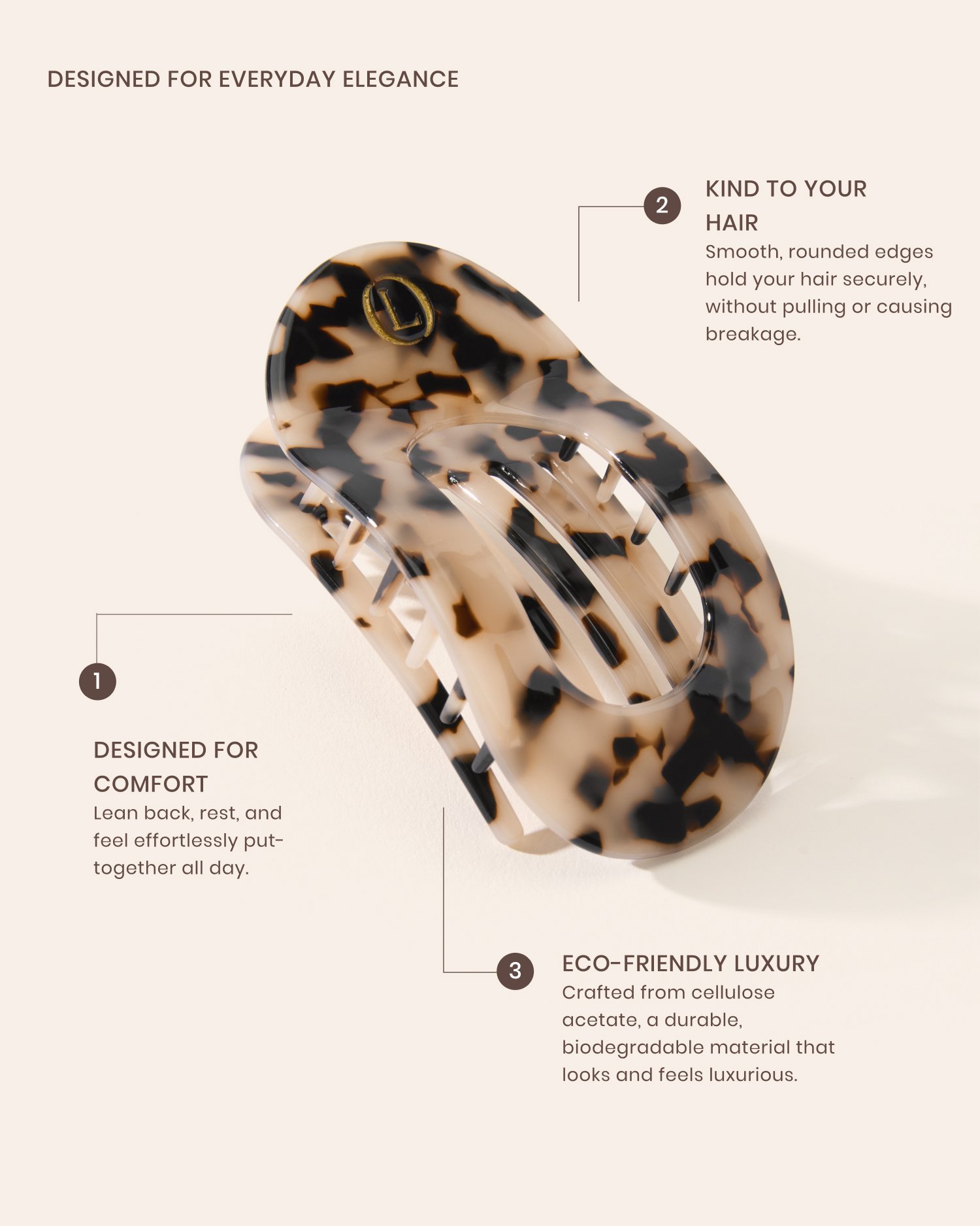 Lenoites Eco-Friendly Flat Hair Clip Nude Leopard