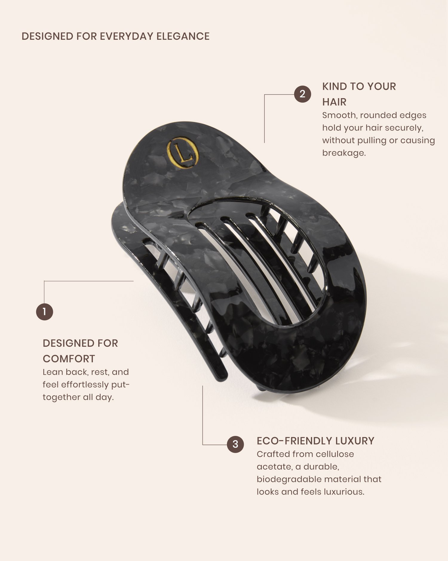 Lenoites Eco Friendly Flat Hair Clip Space Black