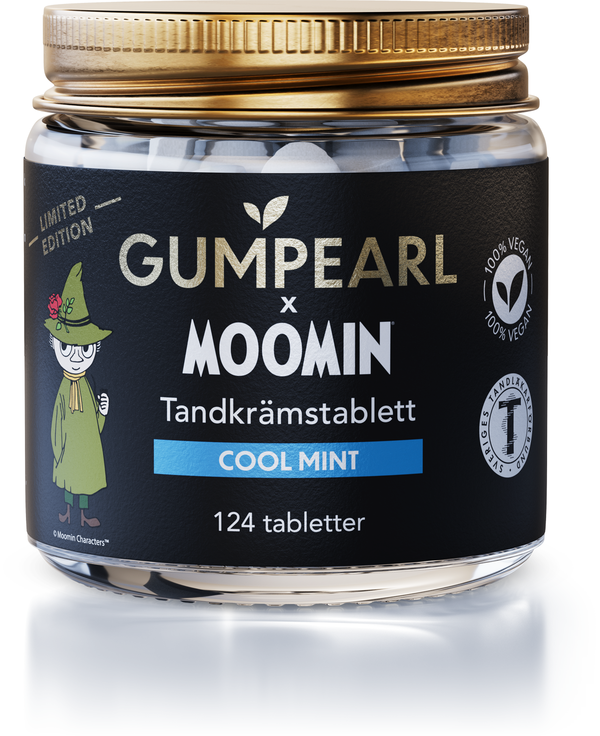 GUMPEARL x Moomin Cool Mint Tandkrämstablett 124 st