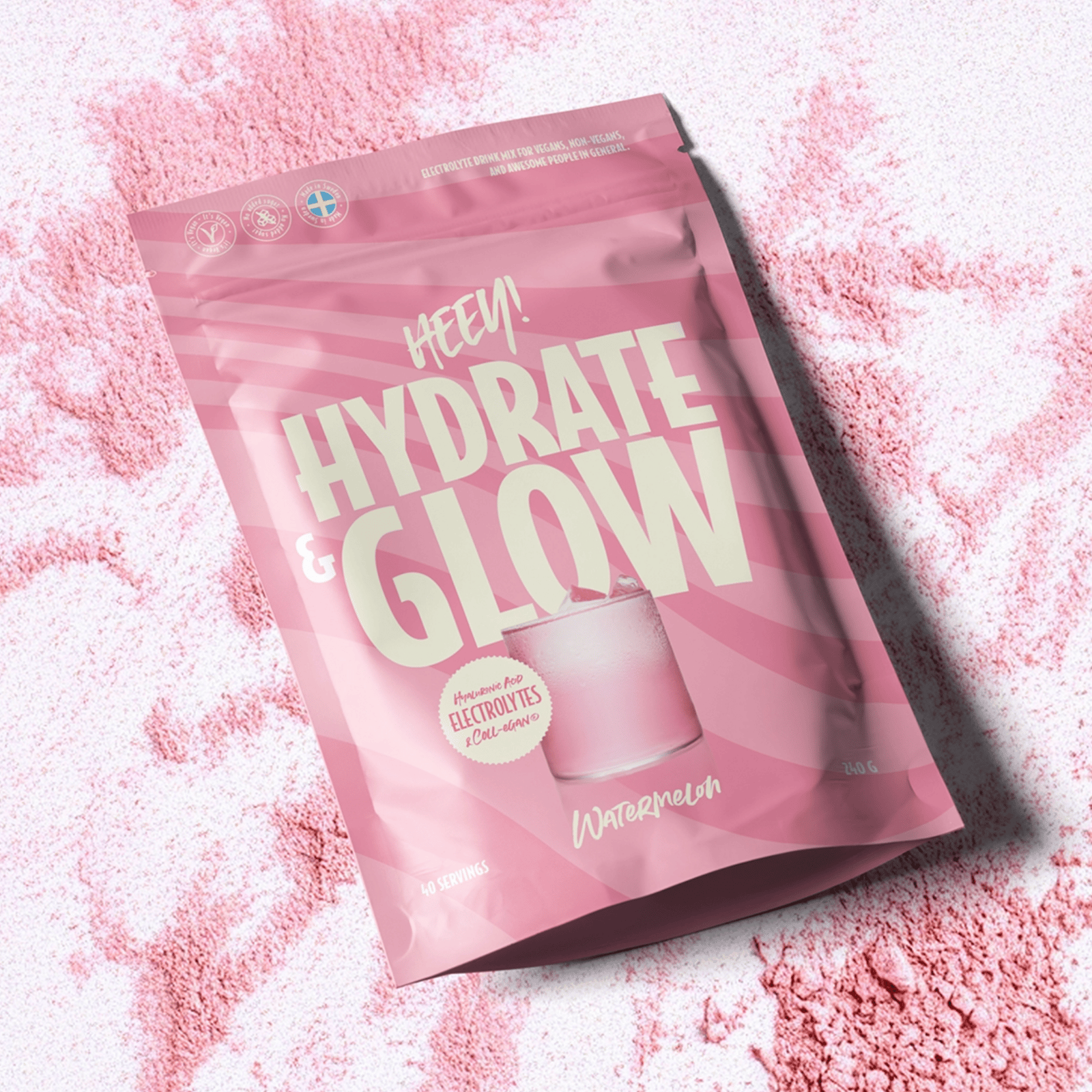 Heey! Hydrate & Glow Elektrolyter + Collegan® Vattenmelon 240g