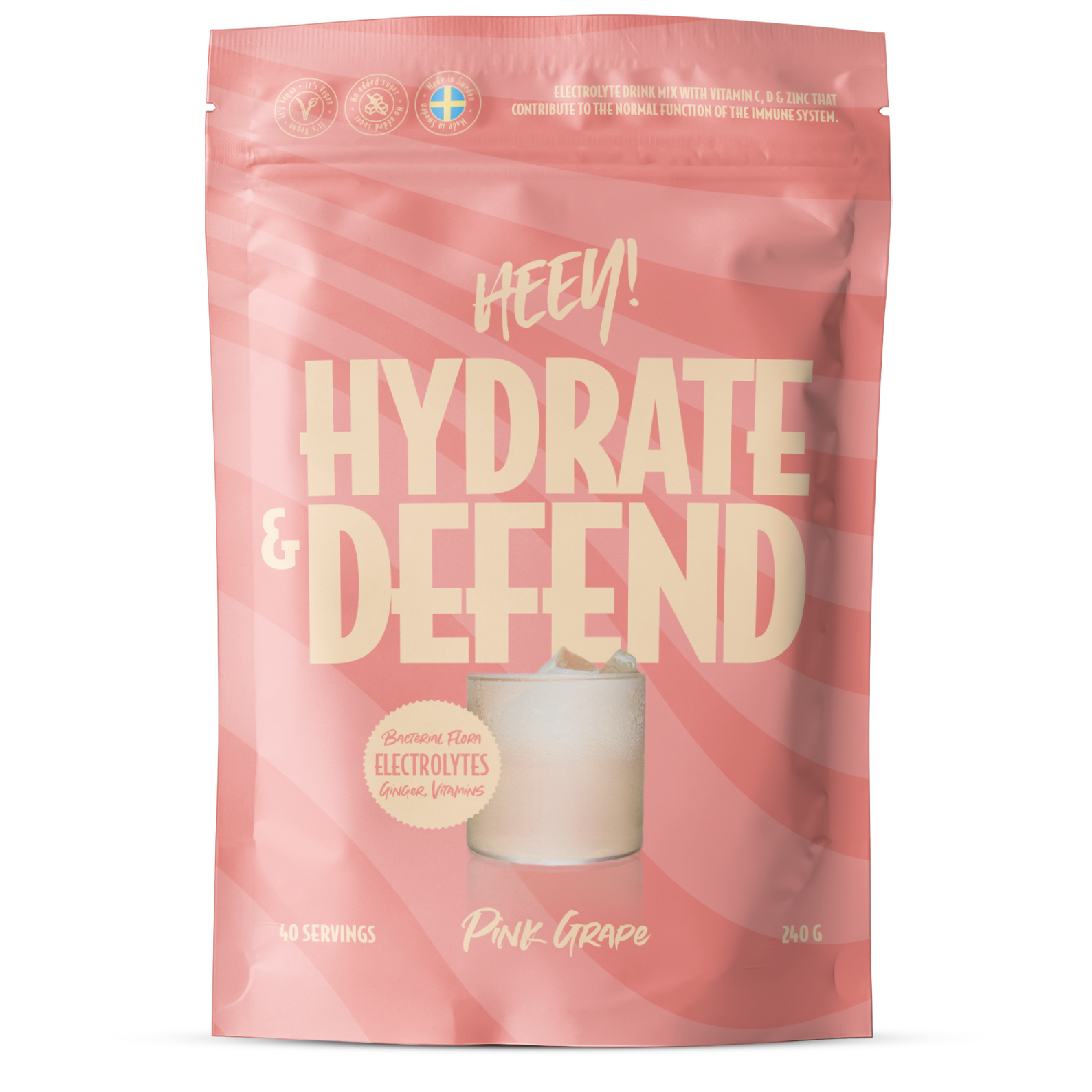 Heey! Hydrate & Defend Electrolytes Pink Grape 240 g