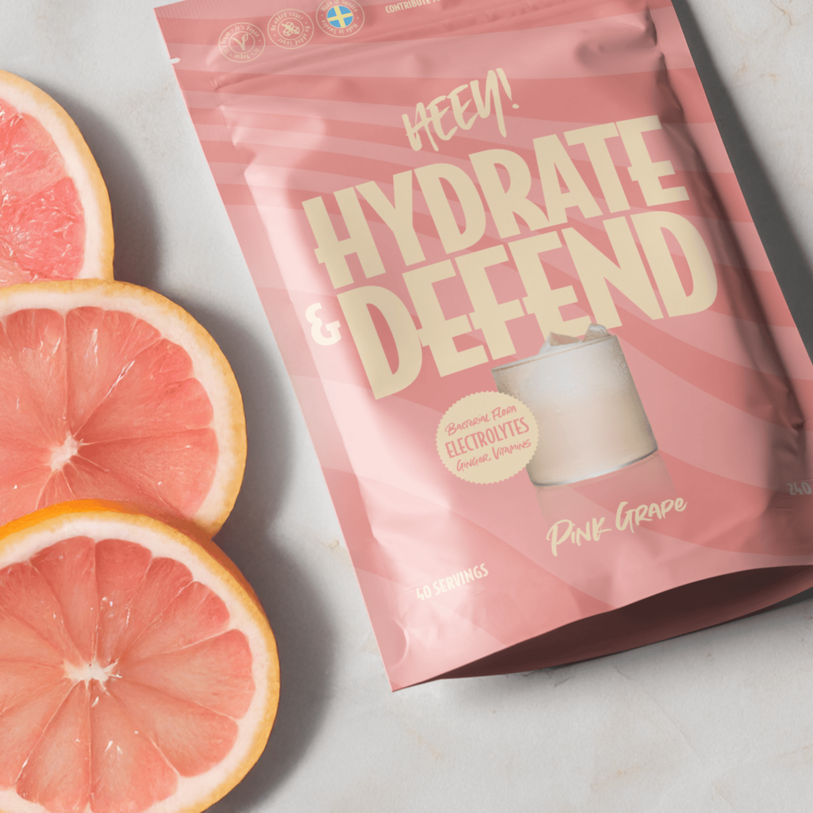 Heey! Hydrate & Defend Electrolytes Pink Grape 240 g