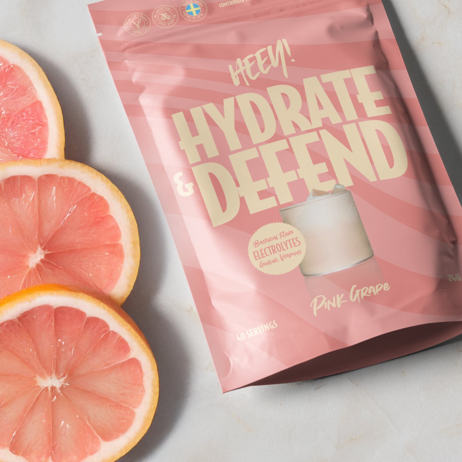 Heey! Hydrate & Defend Electrolytes Pink Grape 240 g