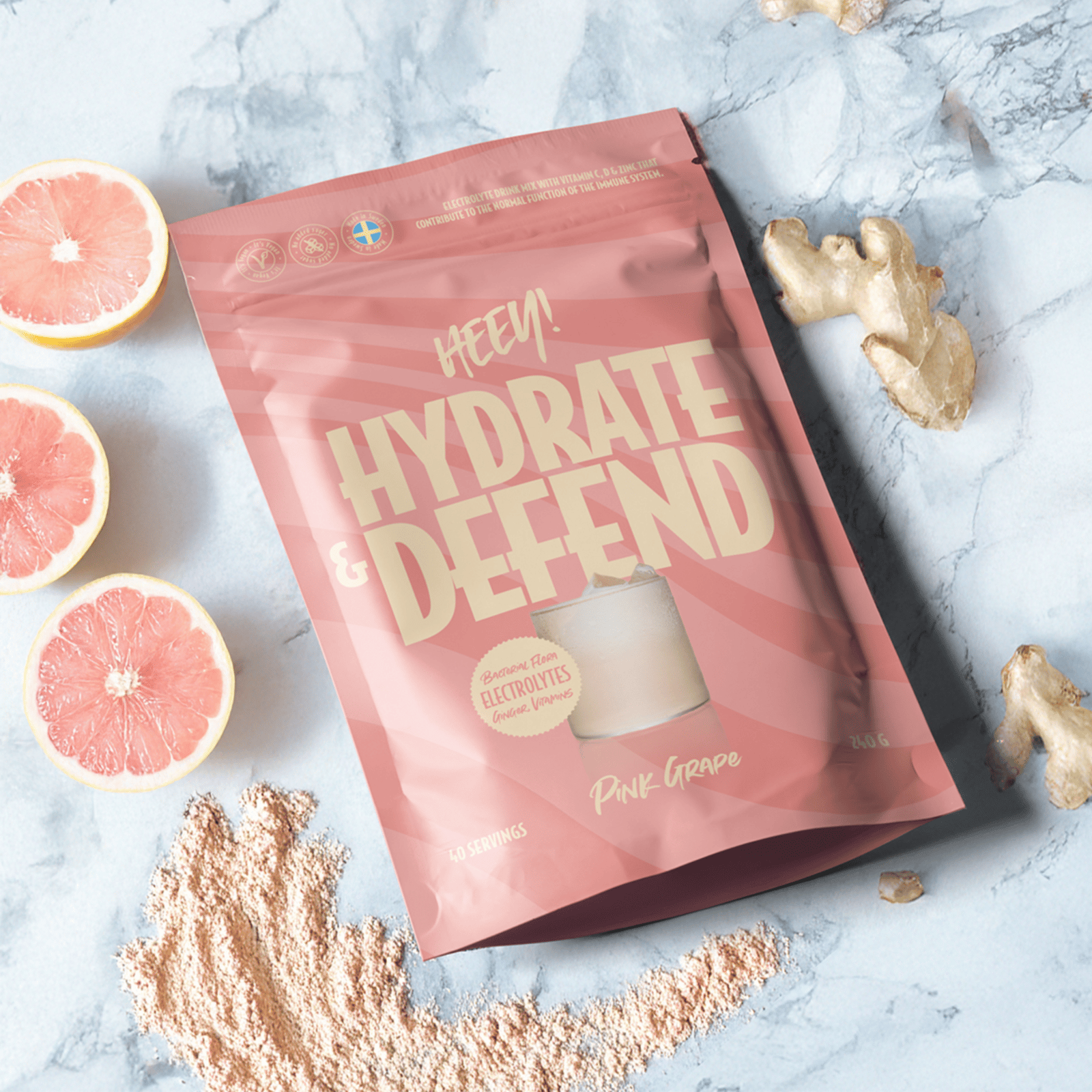 Heey! Hydrate & Defend Electrolytes Pink Grape 240 g