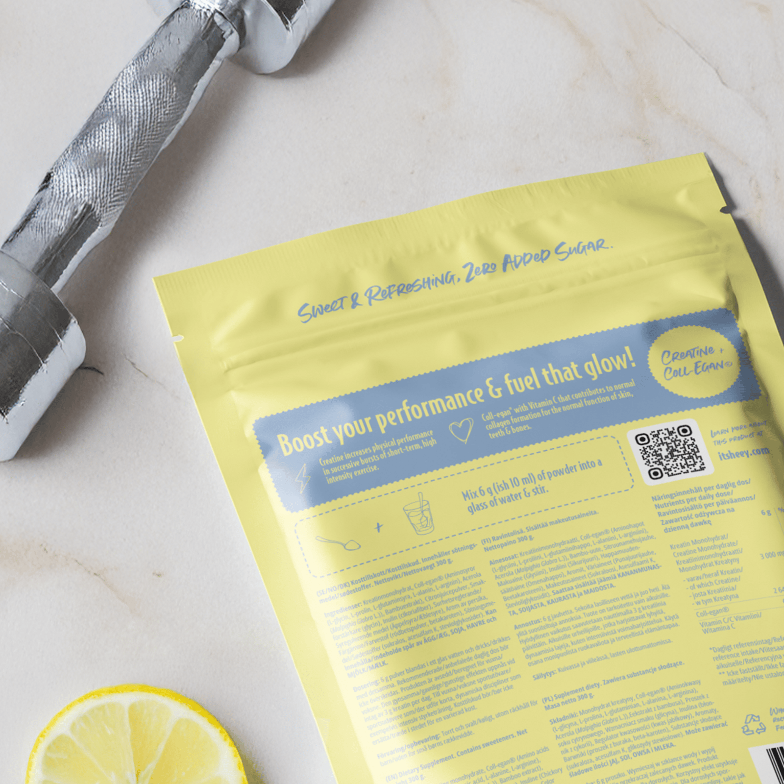 Heey! Boost & Glow Creatine + Collegan® Lemon 300 g