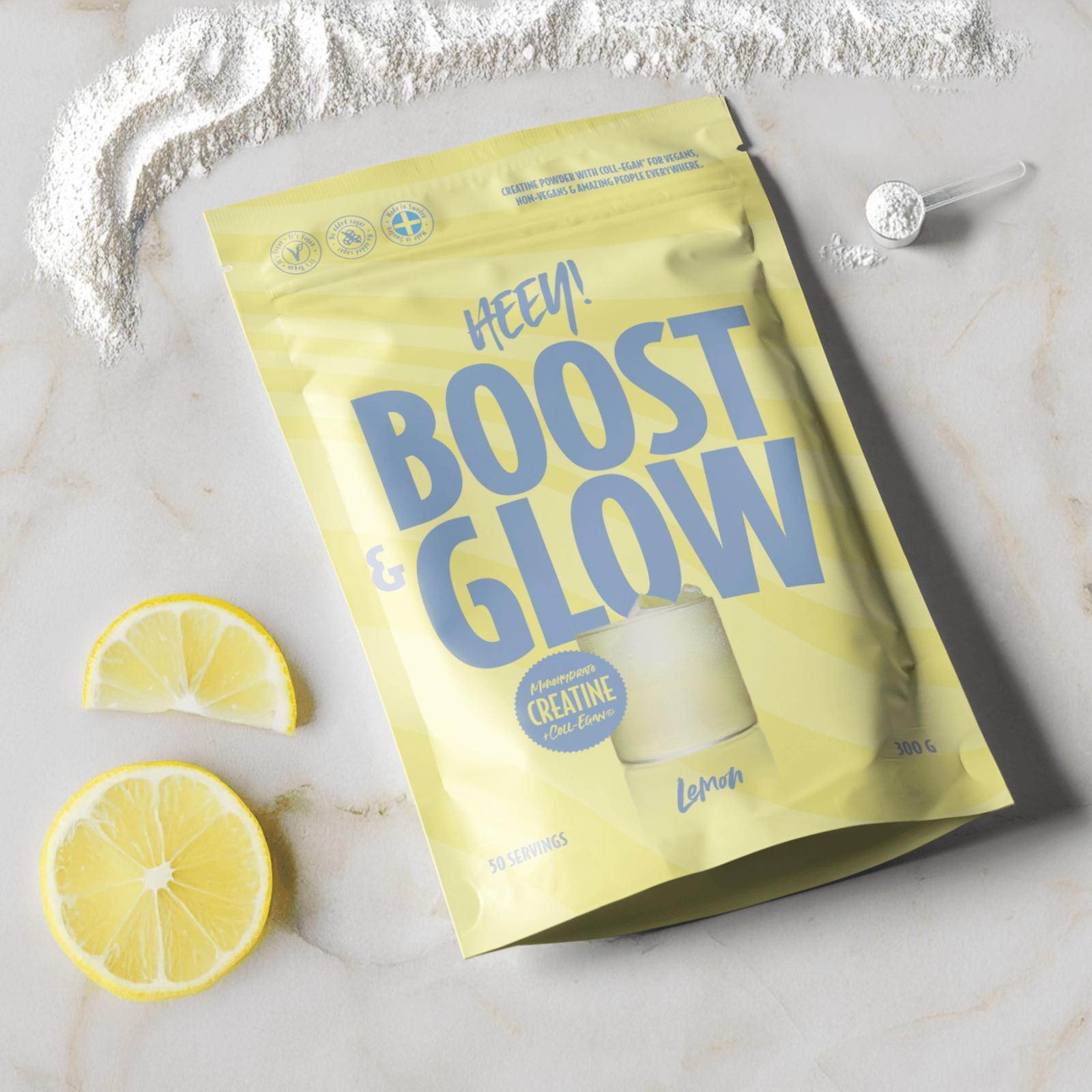 Heey! Boost & Glow Creatine + Collegan® Lemon 300 g