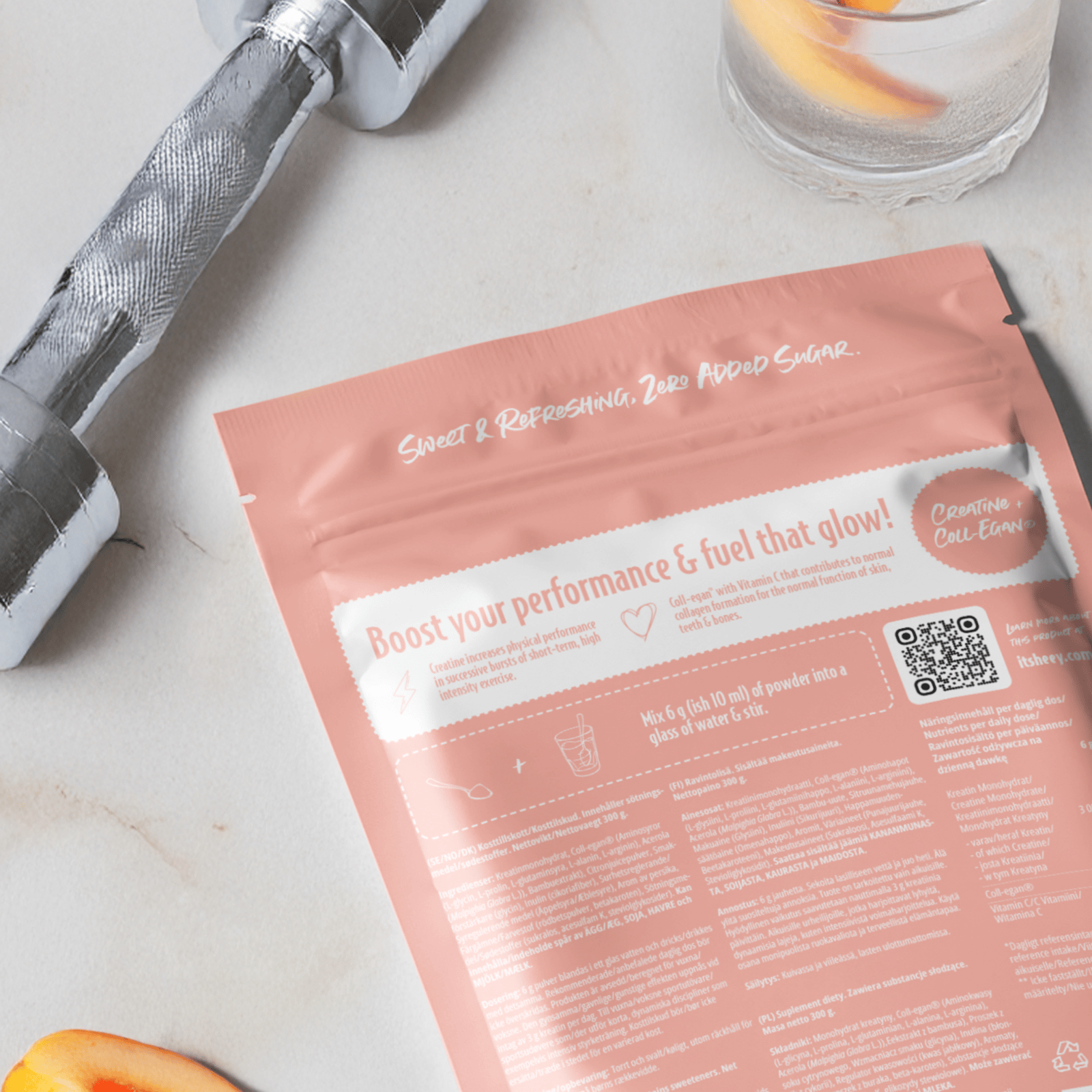 Heey! Boost & Glow Creatine + Collegan® Ice Tea Peach 300 g
