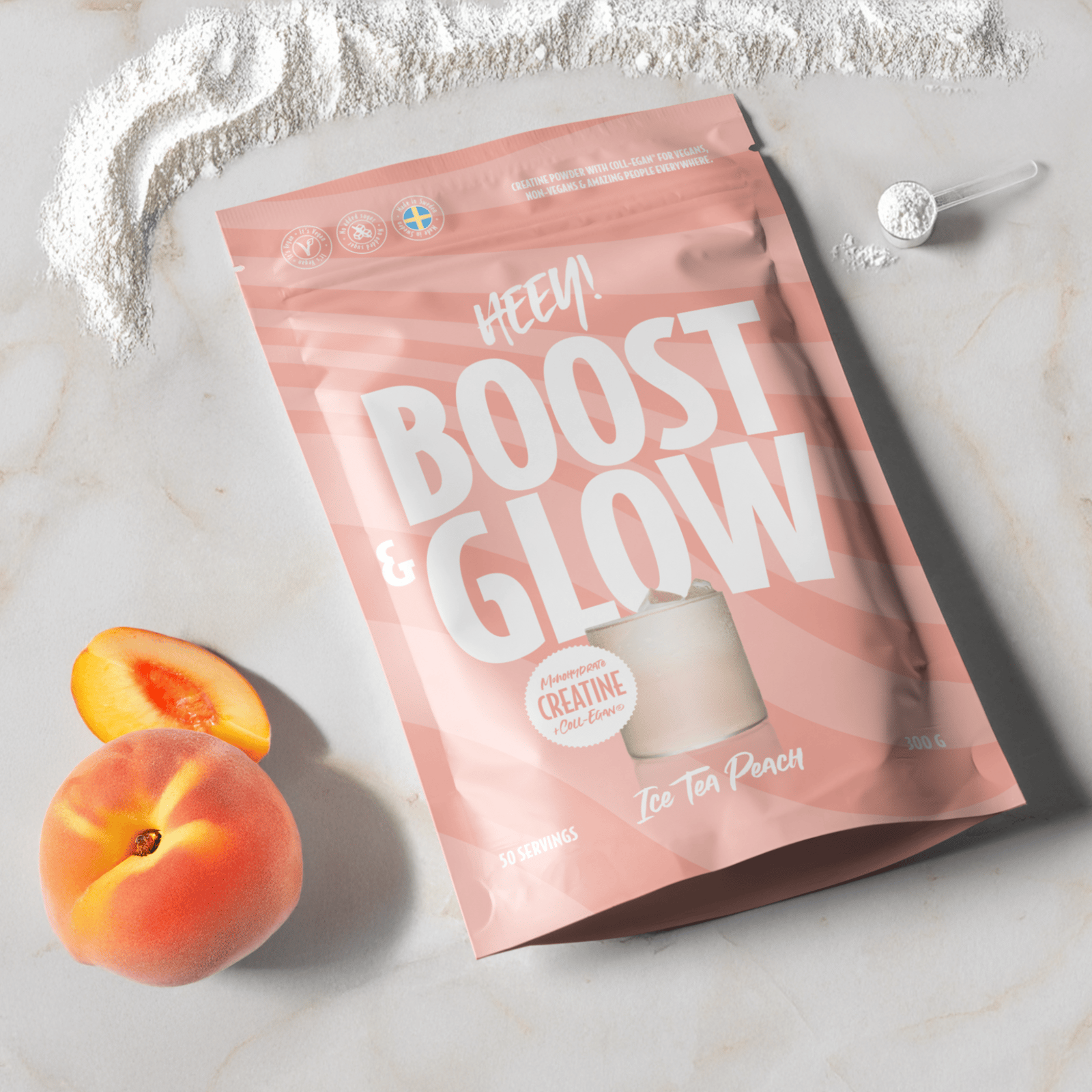 Heey! Boost & Glow Creatine + Collegan® Ice Tea Peach 300 g
