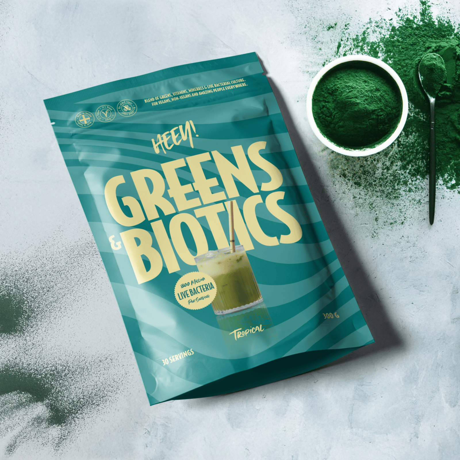 Heey! Greens & Biotics Superfood + Probiotics Tropical 300 g