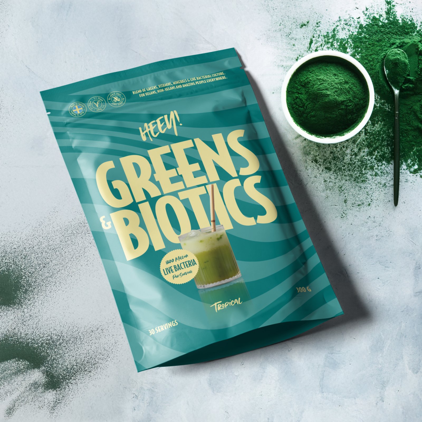 Heey! Greens & Biotics Superfood + Probiotics Tropical 300 g