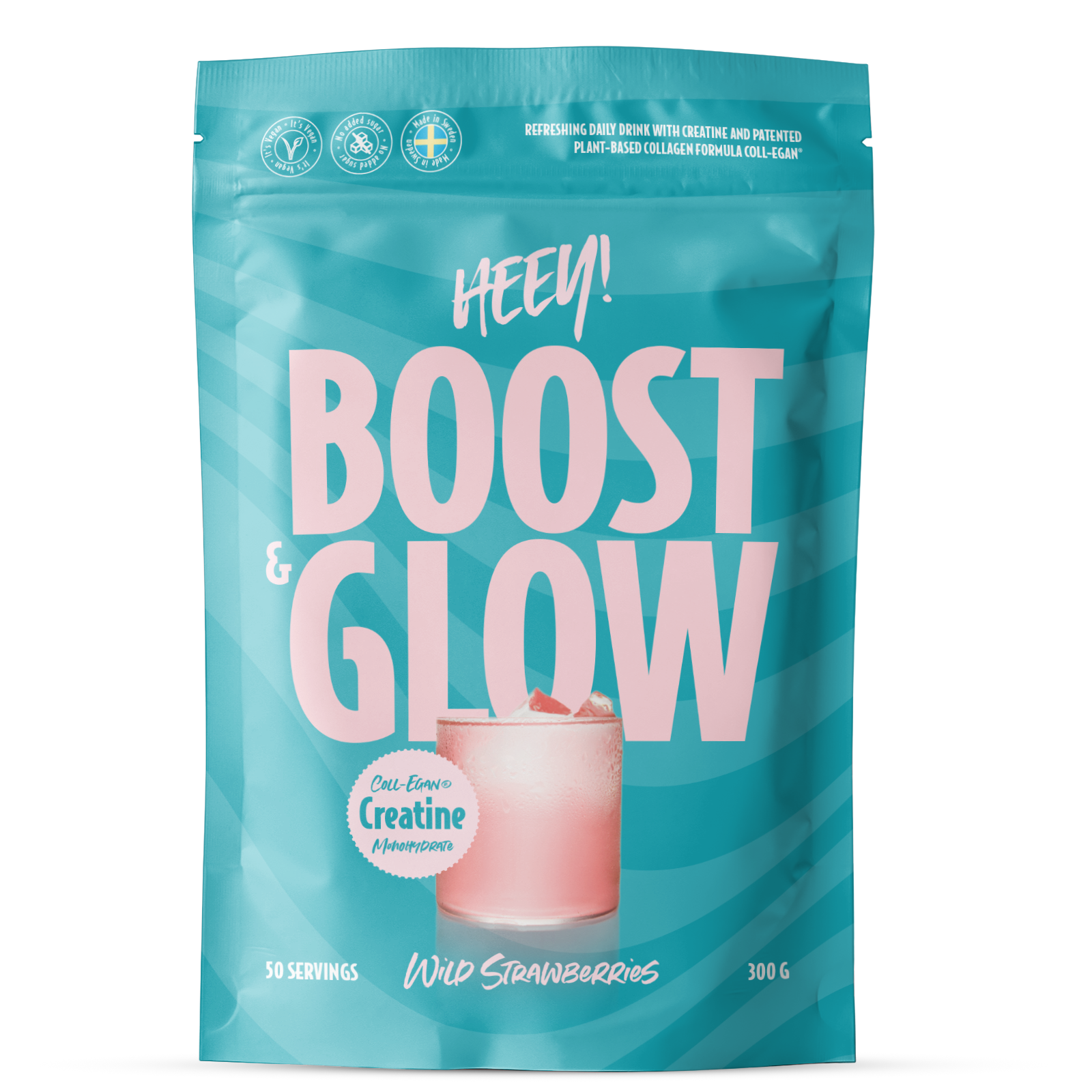 Heey! Boost & Glow Kreatin + Collegan® Smultron 300 g
