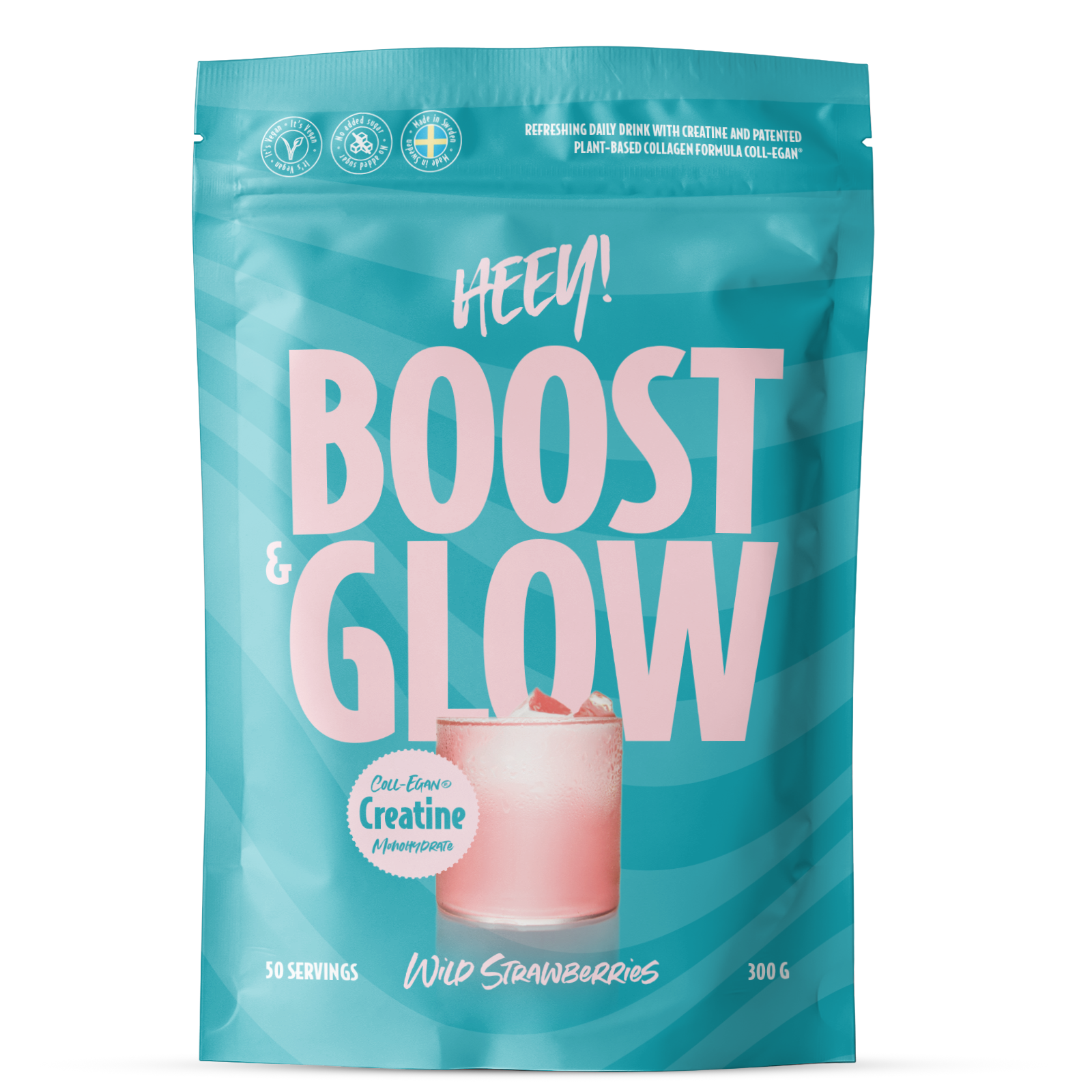 Heey! Boost & Glow Kreatin + Collegan® Smultron 300 g