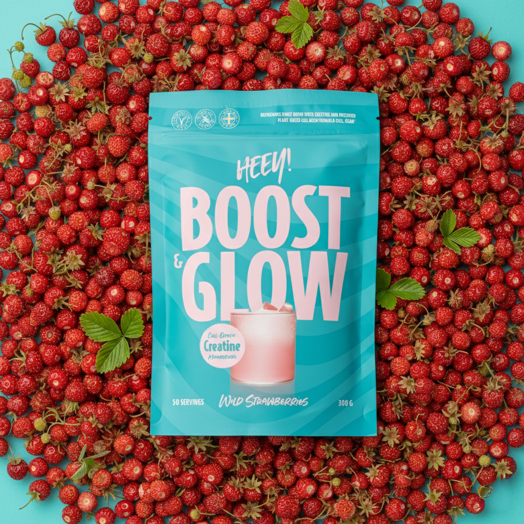 Heey! Boost & Glow Kreatin + Collegan® Smultron 300 g
