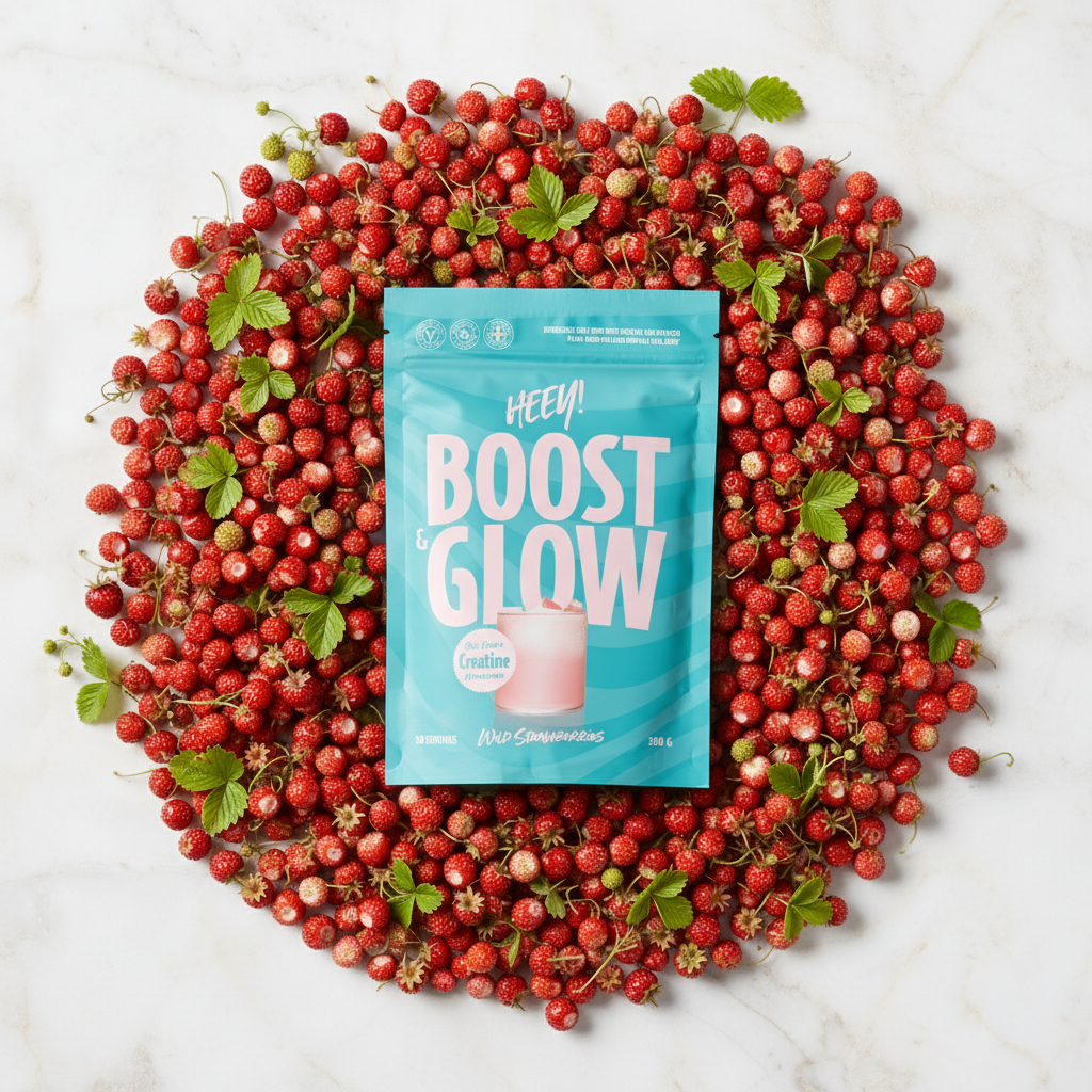 Heey! Boost & Glow Kreatin + Collegan® Smultron 300 g